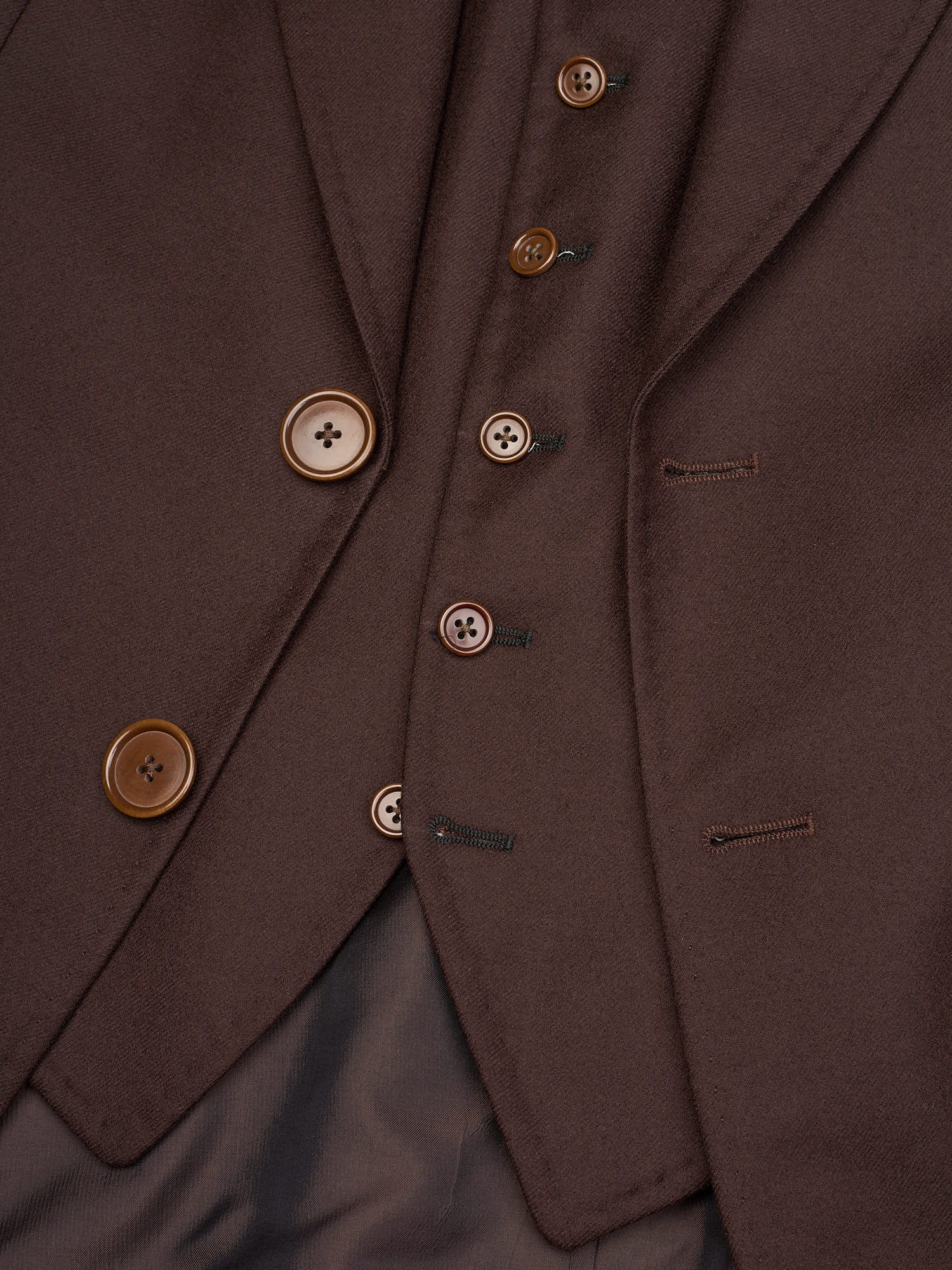 Vintage Castangia for SIR WILSON Chocolate Brown Wool Flannel 3 Piece Business Suit
