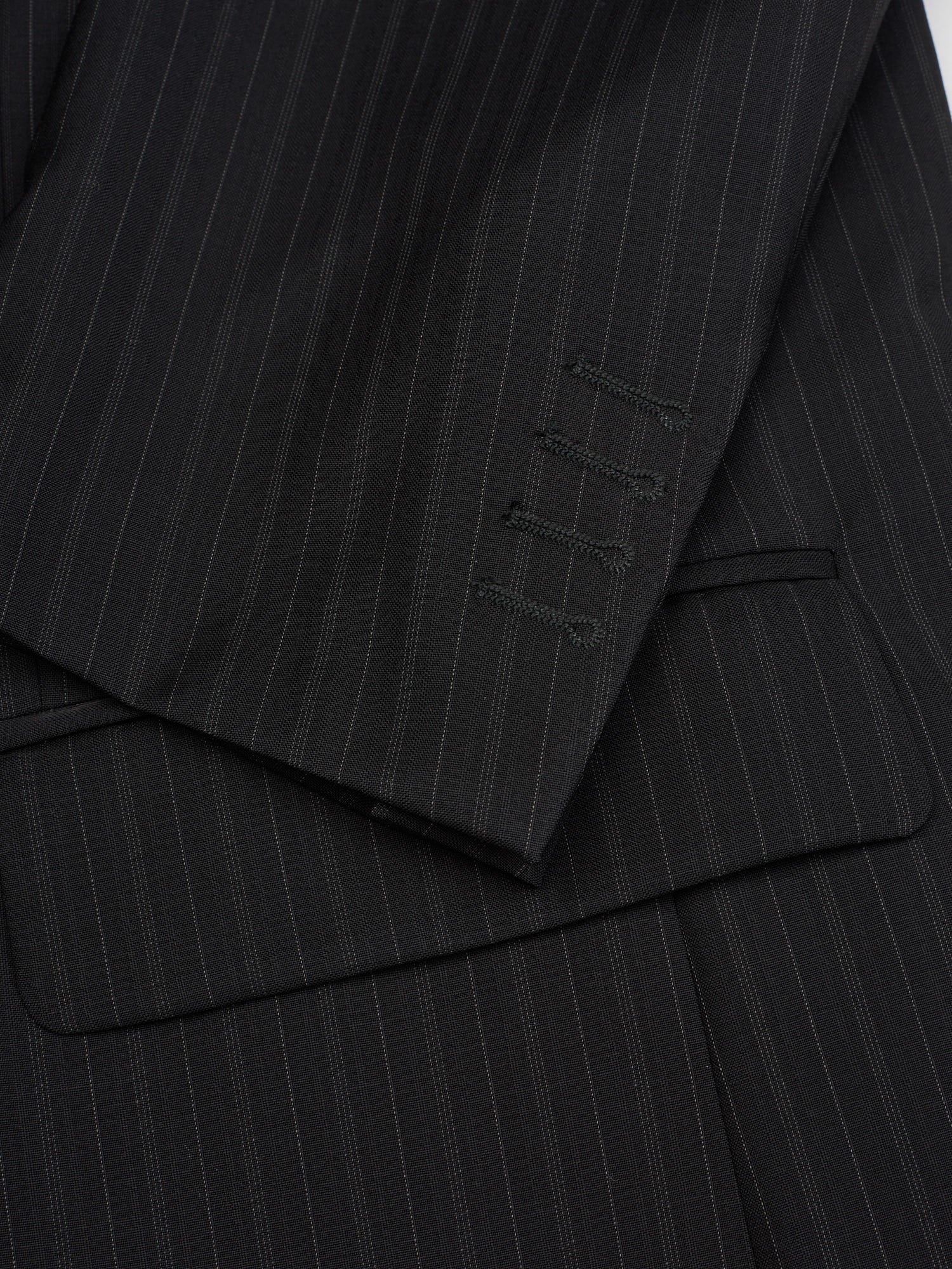 SIR WILSON Dark Gray Striped Superfine Wool Suit Zegna Soltex Fabric