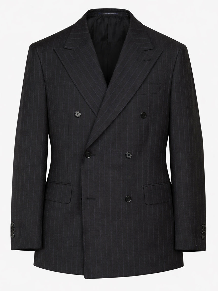 SIR WILSON Gray Striped Loro Piana Four Seasons Virgin Wool DB Suit
