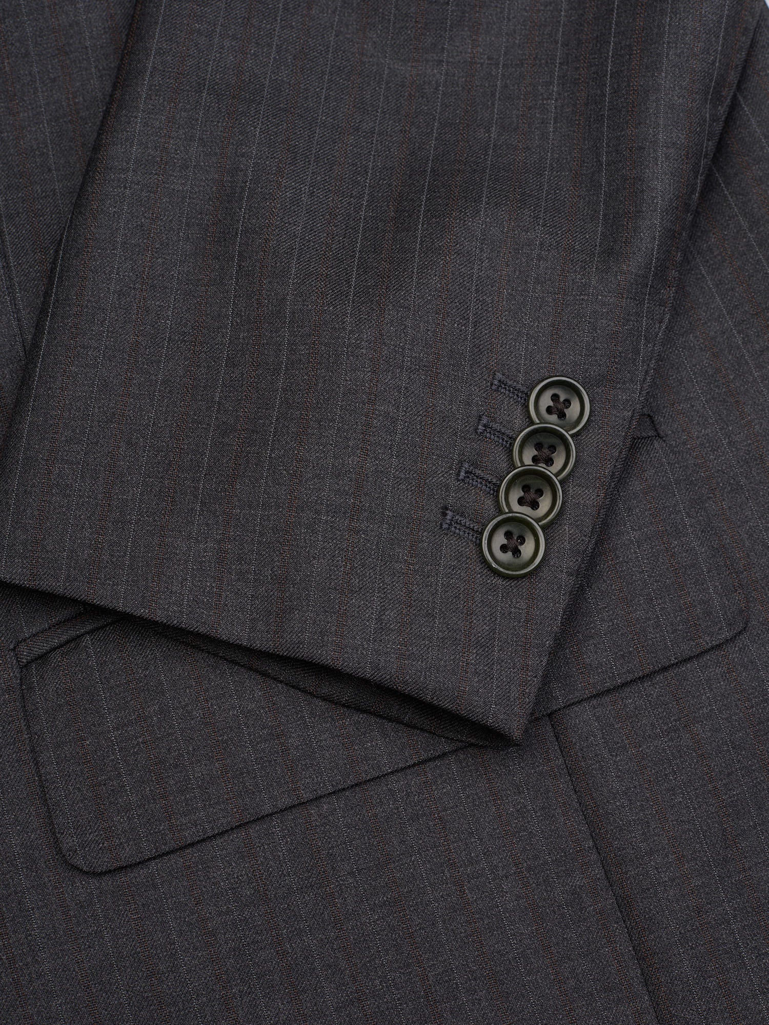 SIR WILSON Torino Gray Striped Virgin Wool Business Suit