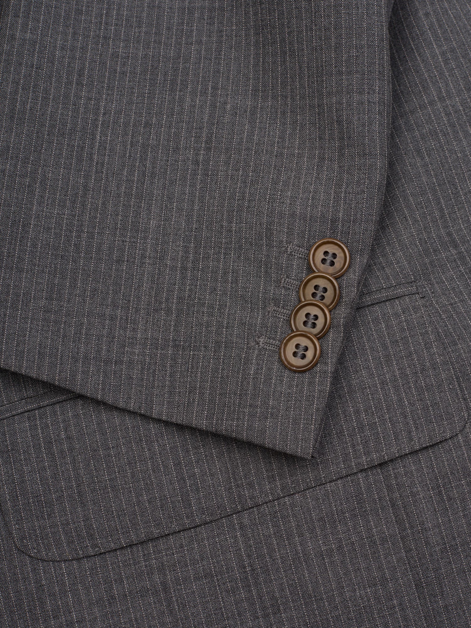 SIR WILSON Gray Striped Virgin Wool Super 120'S Suit