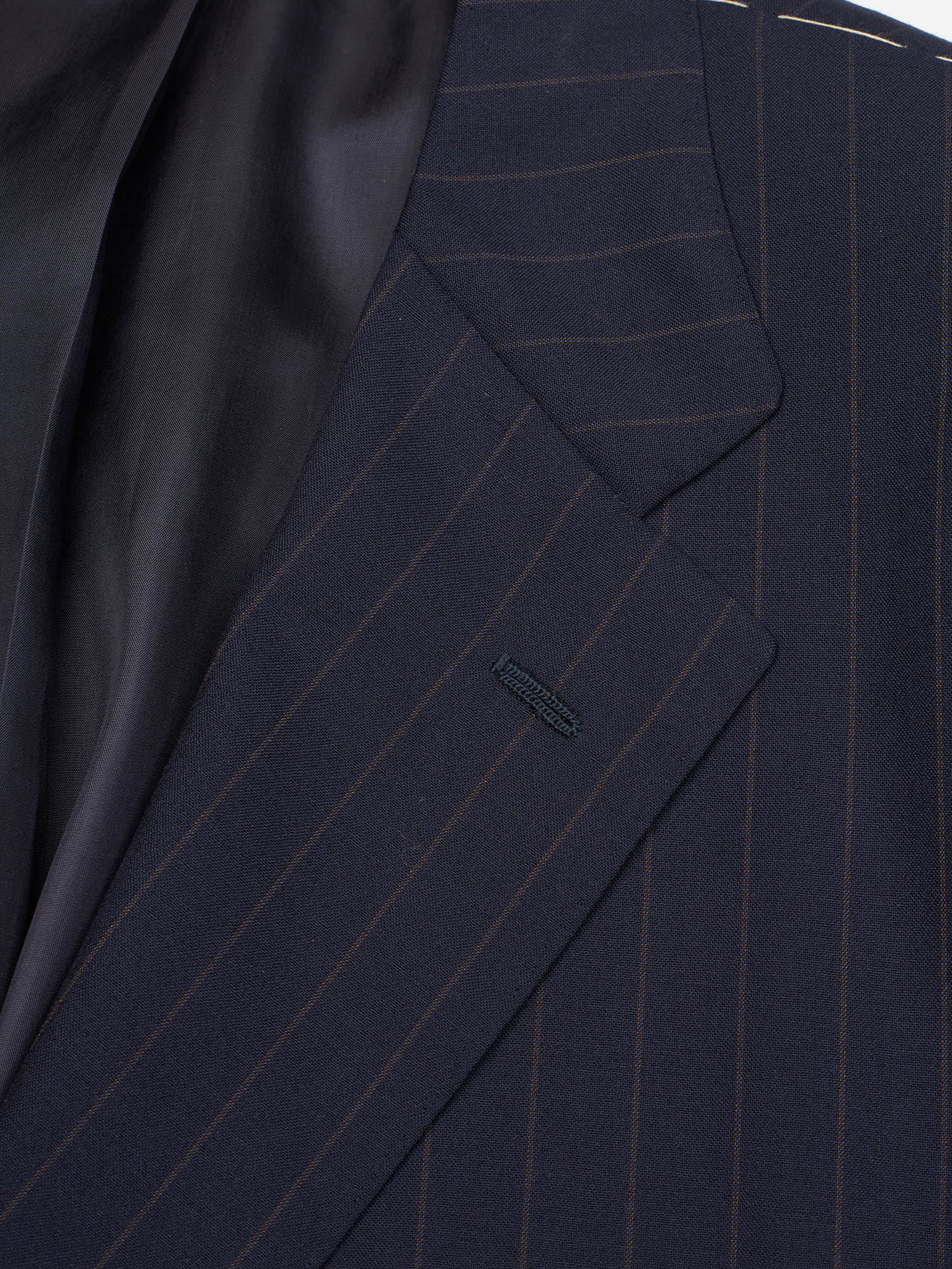 SIR WILSON Navy Blue Striped Wool Business Suit