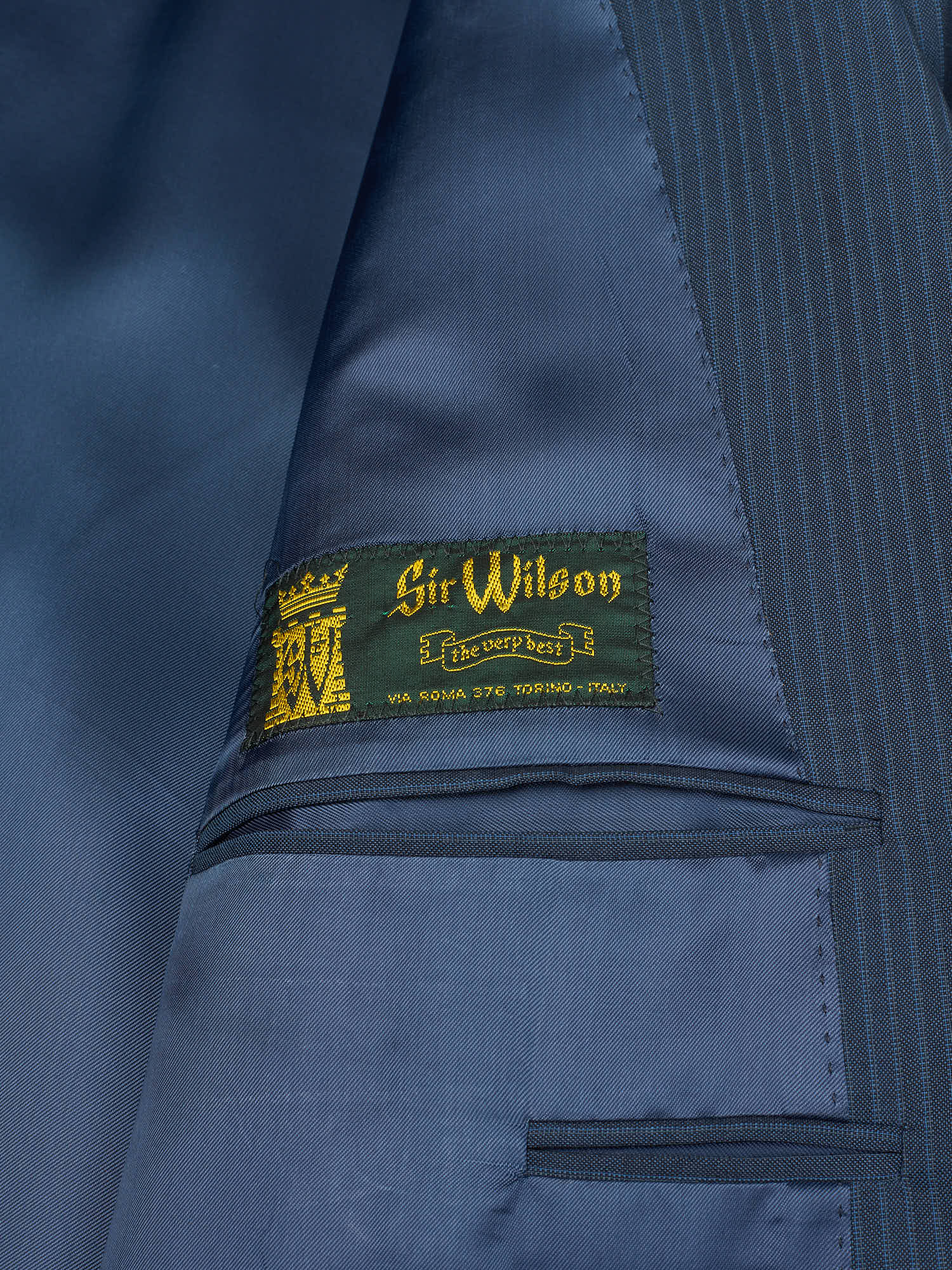 SIR WILSON Navy Blue Striped Wool–Mohair Suit
