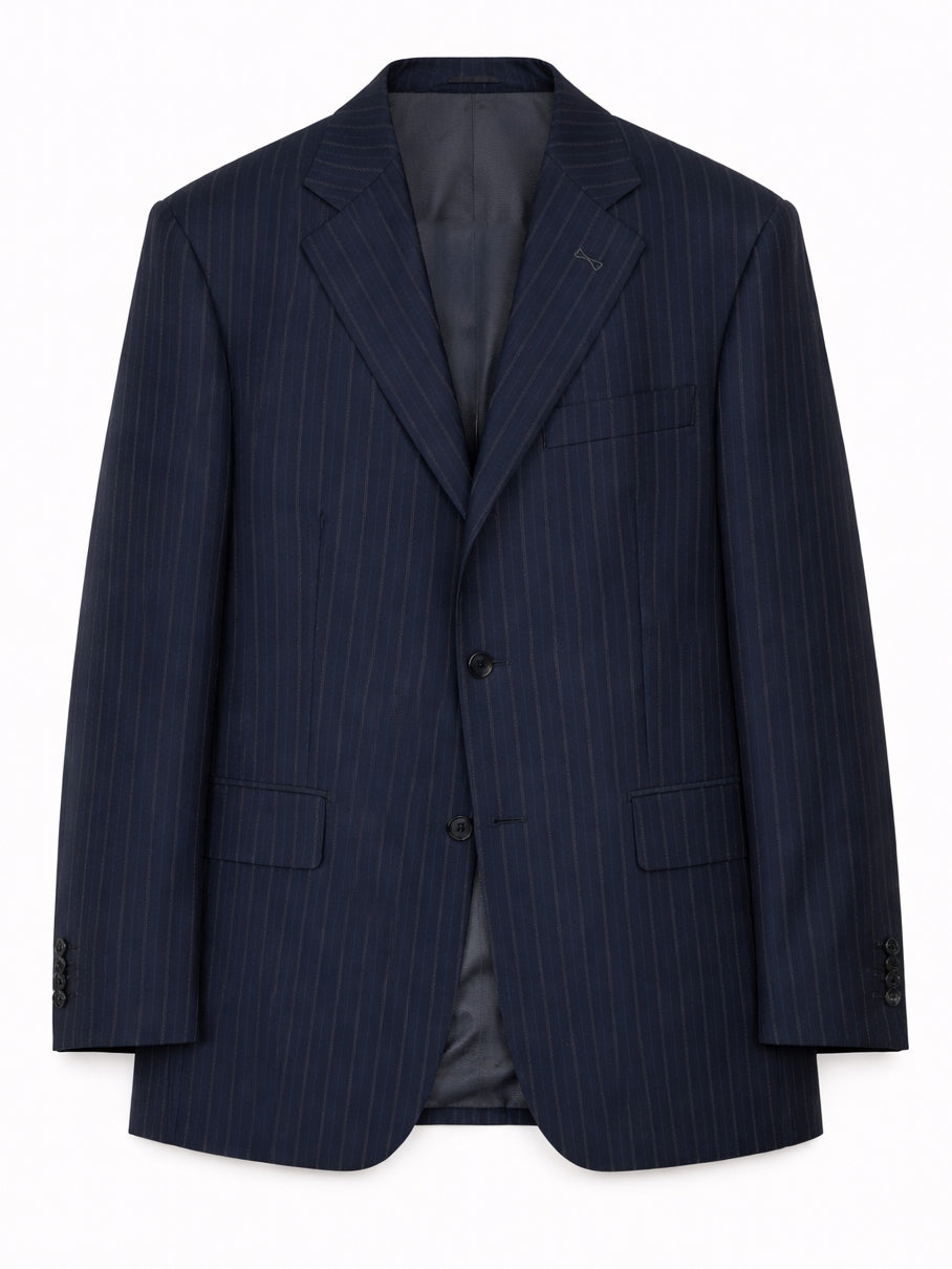 SIR WILSON Torino Navy Blue Striped Wool Business Suit