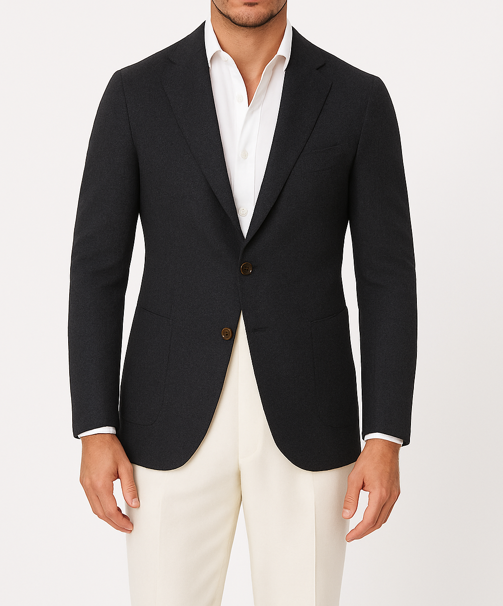 STILE LATINO "Vincenzo" Blue Wool-Cotton Slim Jacket