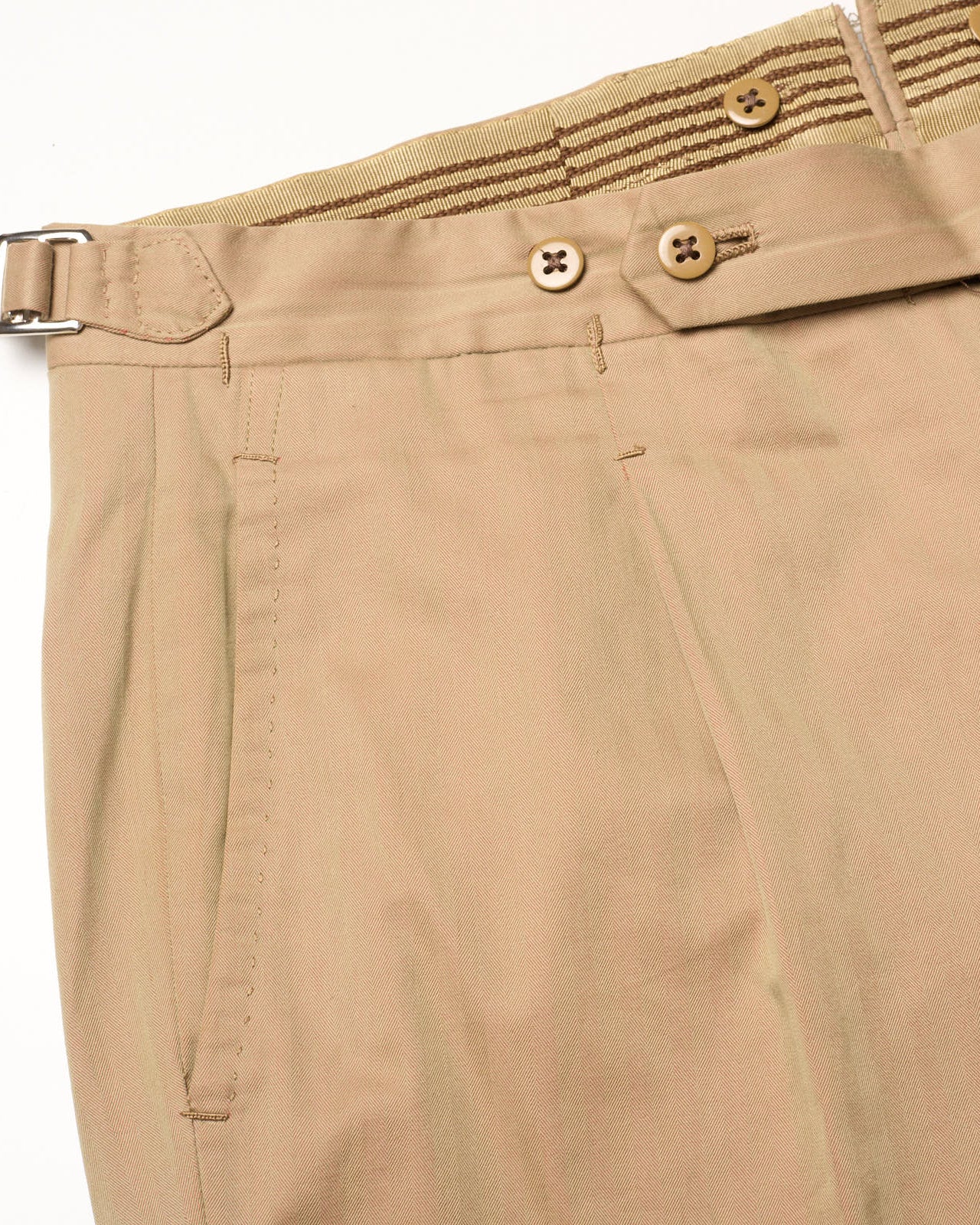 Sartoria SOLITO Handmade Bespoke Beige Herringbone Solaro Cotton Suits EU 48 US 38