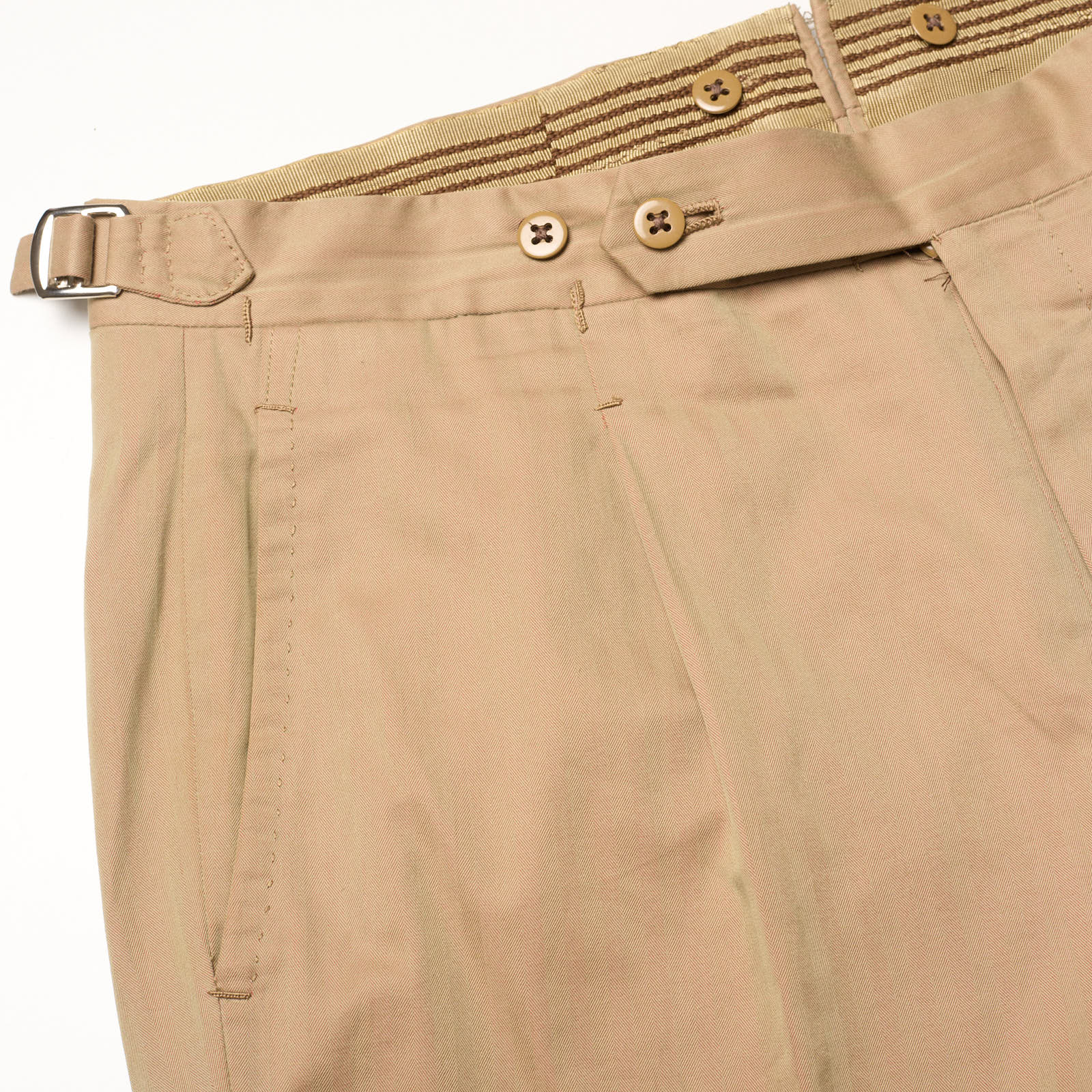 Sartoria SOLITO Handmade Bespoke Beige Herringbone Solaro Cotton Suits EU 48 US 38