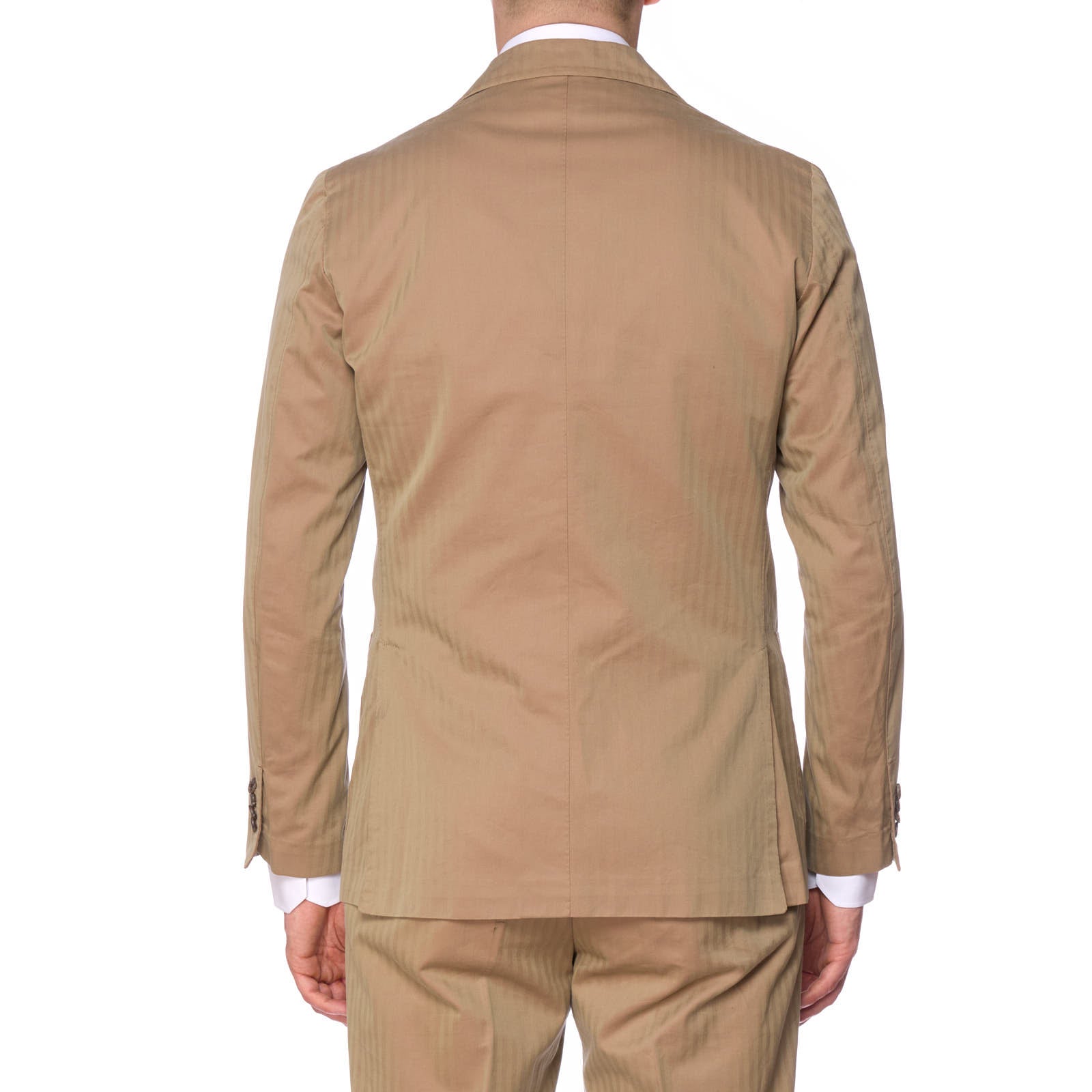 Sartoria SOLITO Handmade Bespoke Beige Herringbone Solaro Cotton Suits EU 48 US 38