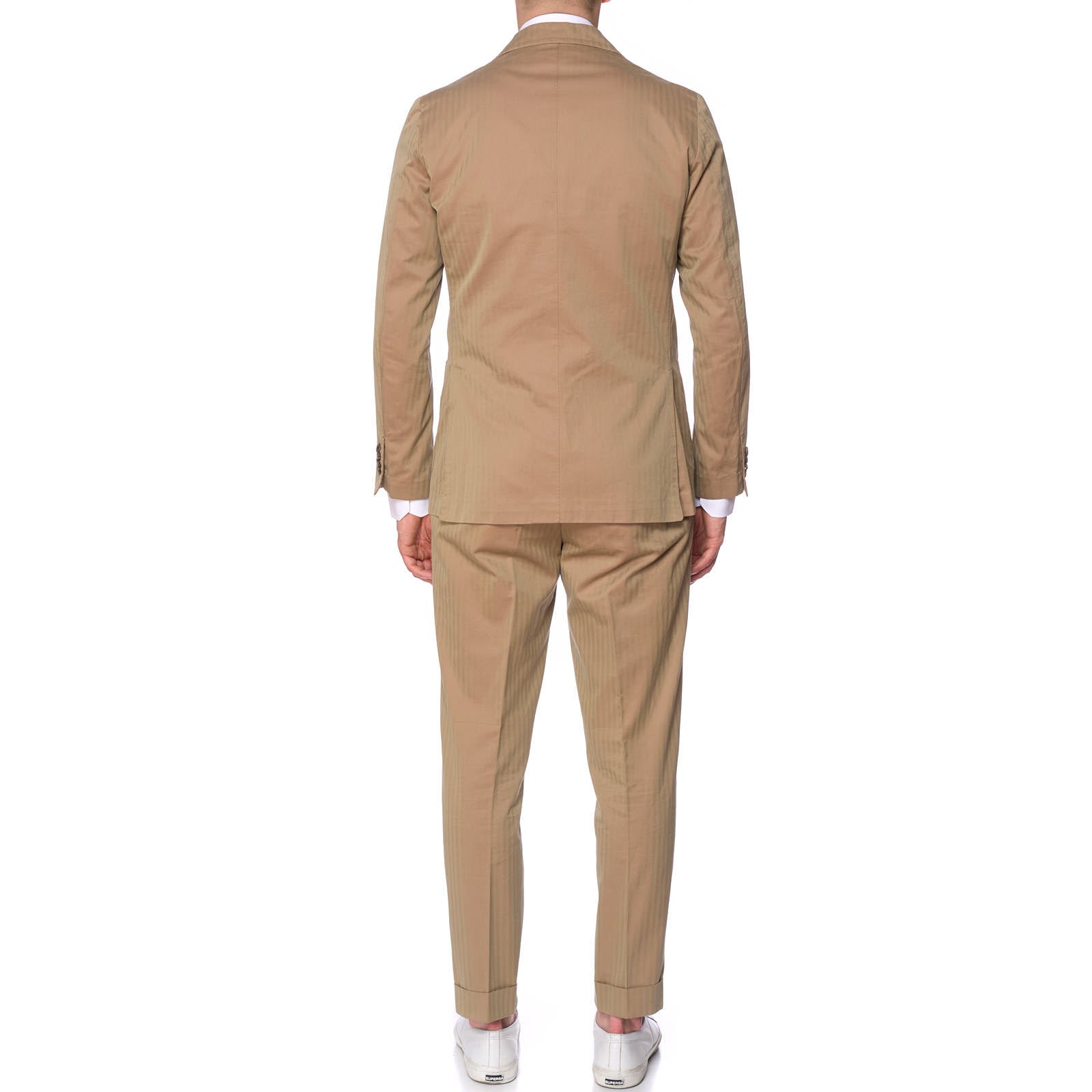 Sartoria SOLITO Handmade Bespoke Beige Herringbone Solaro Cotton Suits EU 48 US 38