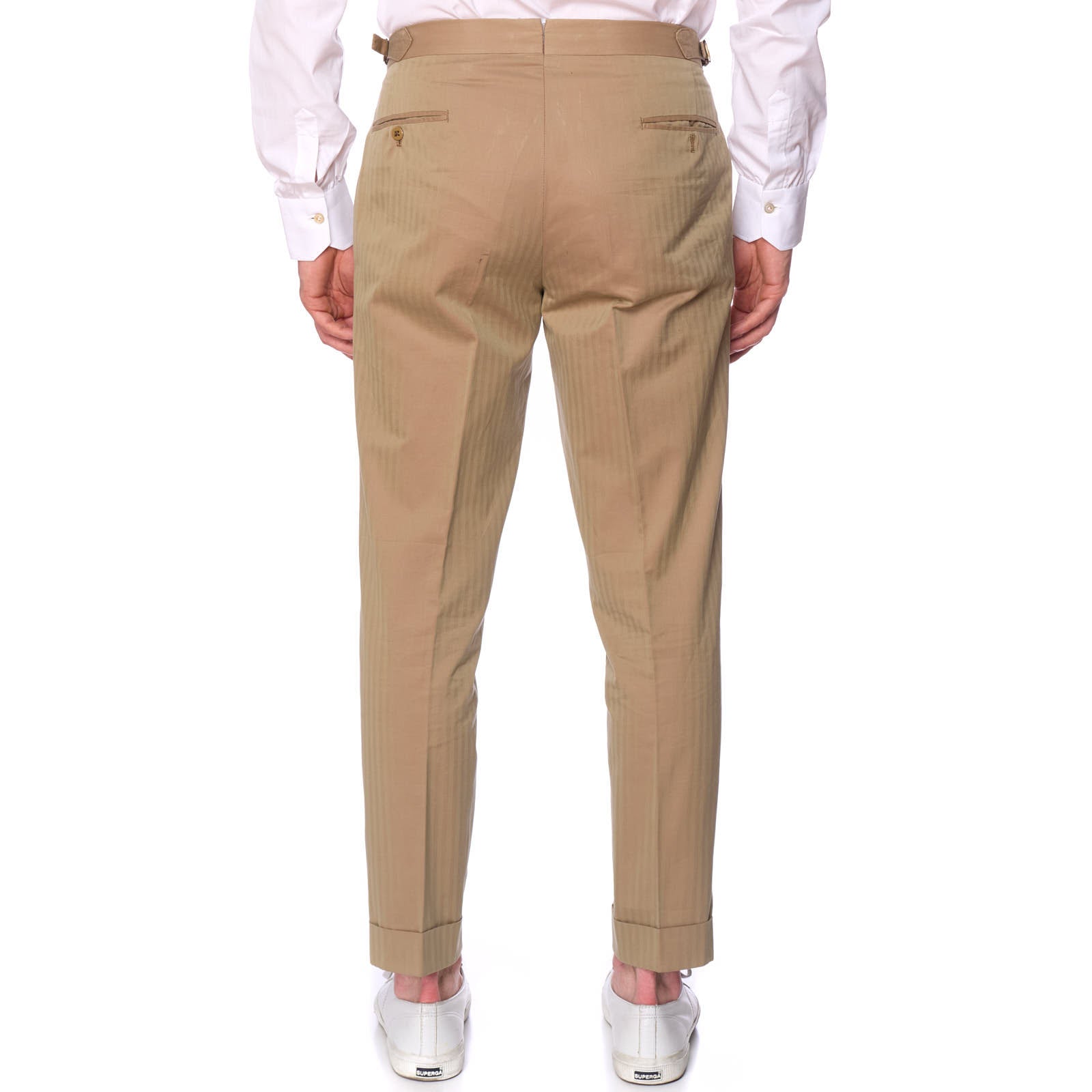 Sartoria SOLITO Handmade Bespoke Beige Herringbone Solaro Cotton Suits EU 48 US 38