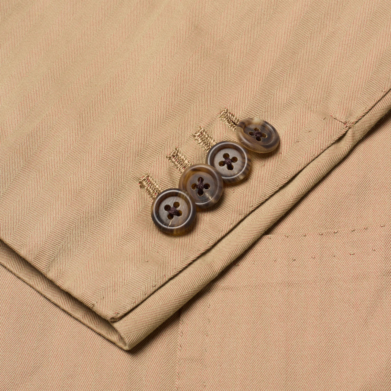 Sartoria SOLITO Handmade Bespoke Beige Herringbone Solaro Cotton Suits EU 48 US 38