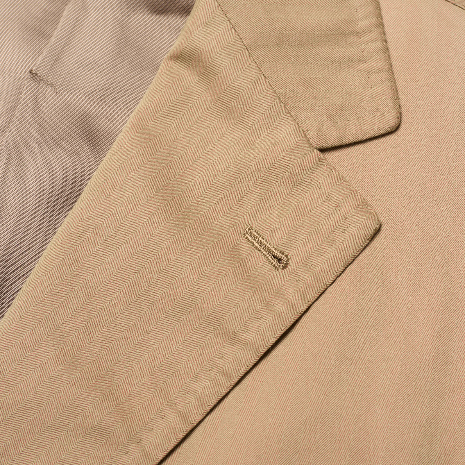 Sartoria SOLITO Handmade Bespoke Beige Herringbone Solaro Cotton Suits EU 48 US 38