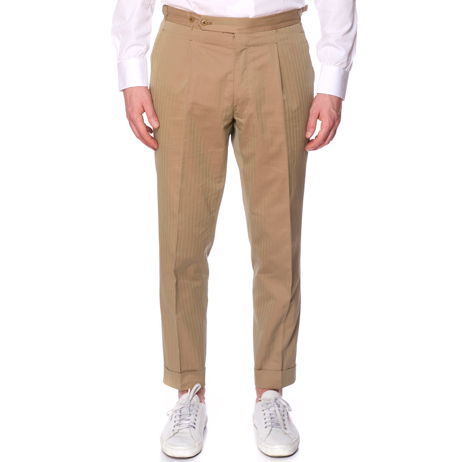 Sartoria SOLITO Handmade Bespoke Beige Herringbone Solaro Cotton Suits EU 48 US 38