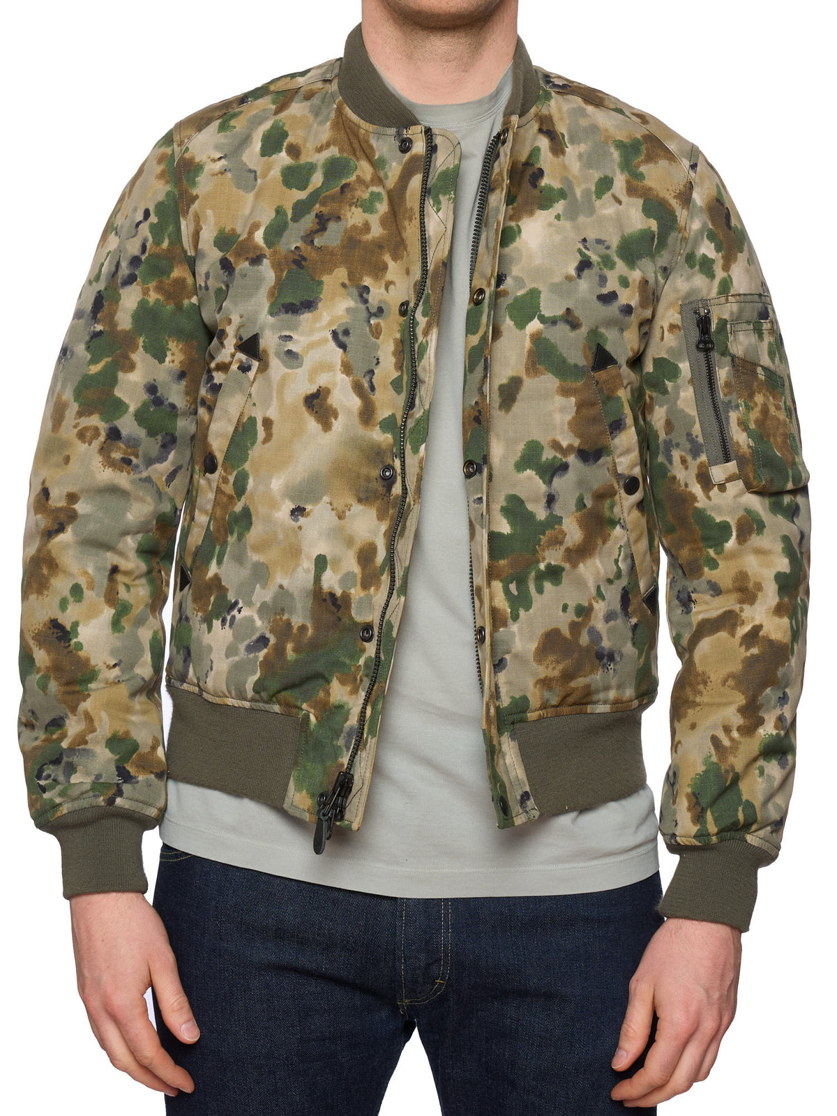 SPIEWAK & SONS Golden Fleece Camo Cotton Nylon Bomber Jacket S USA Mad