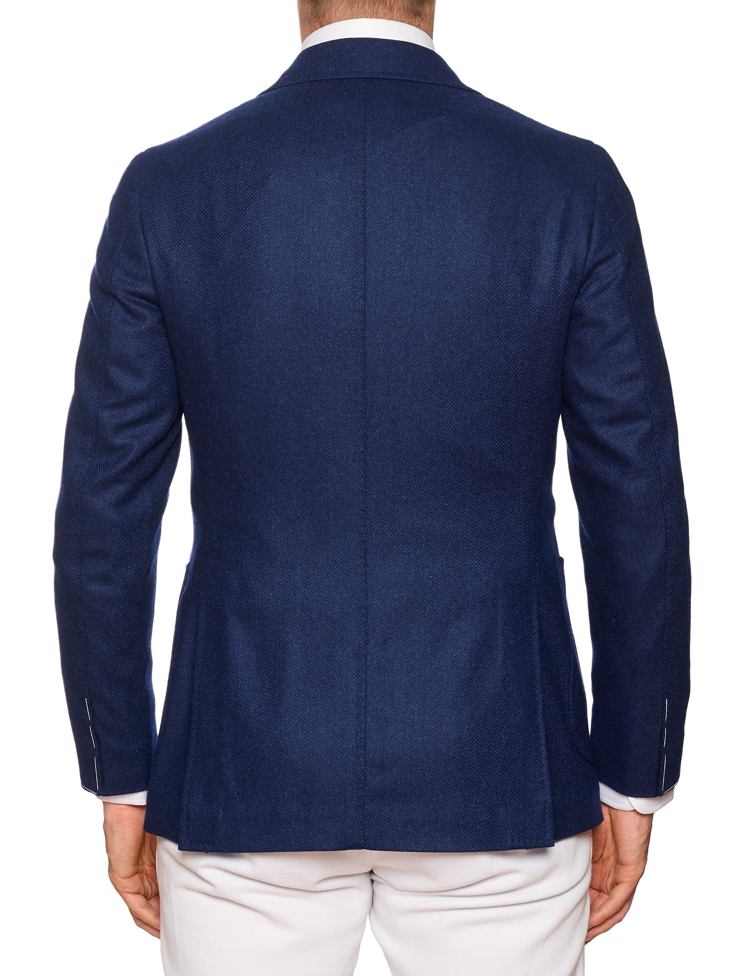 STILE LATINO "Vincenzo" Blue Herringbone Wool Cashmere Slim Fit Jacket