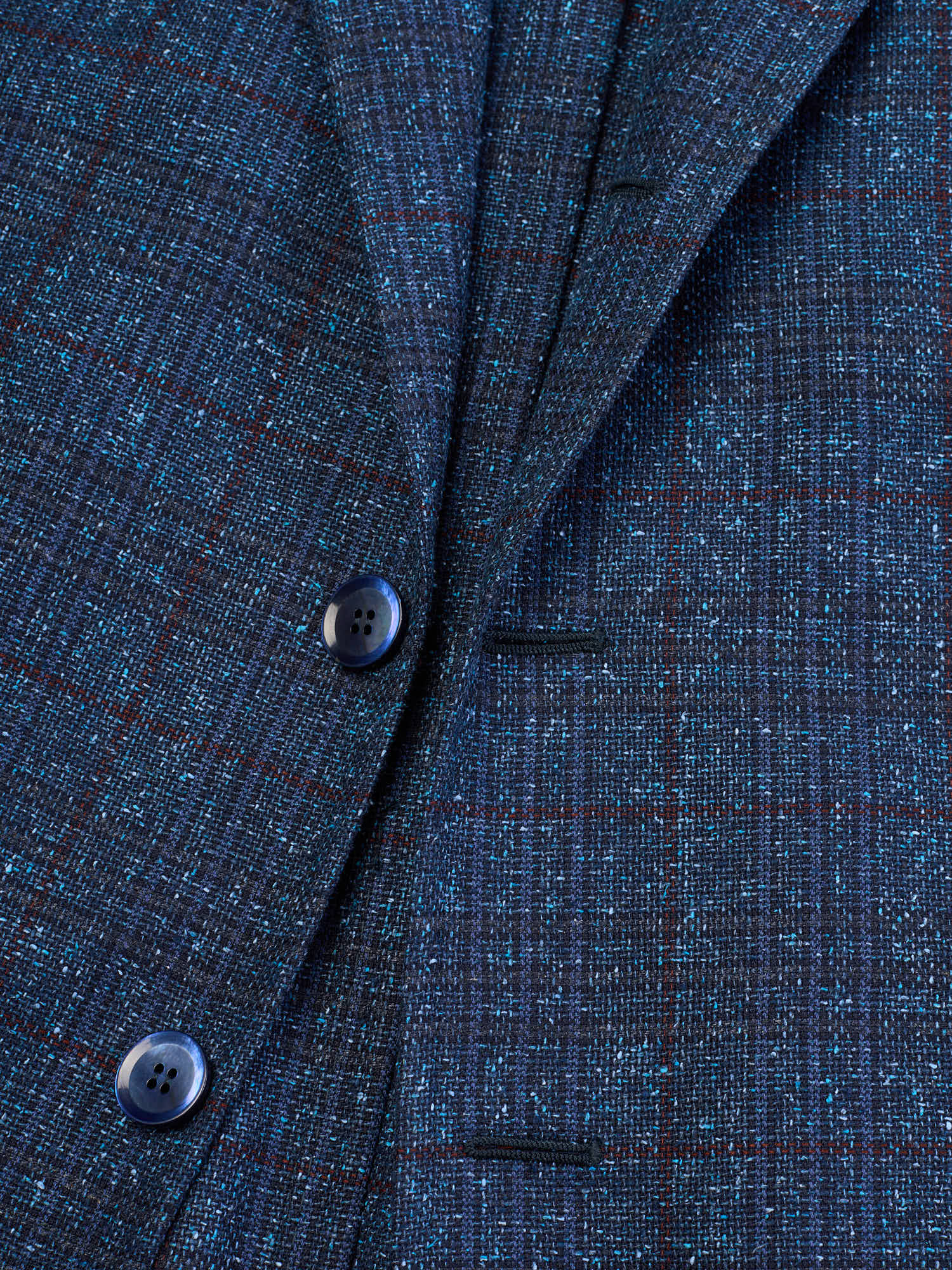 STILE LATINO "Vincenzo" Blue Windowpane Wool-Silk Jacket EU 48 US 38 Slim Fit