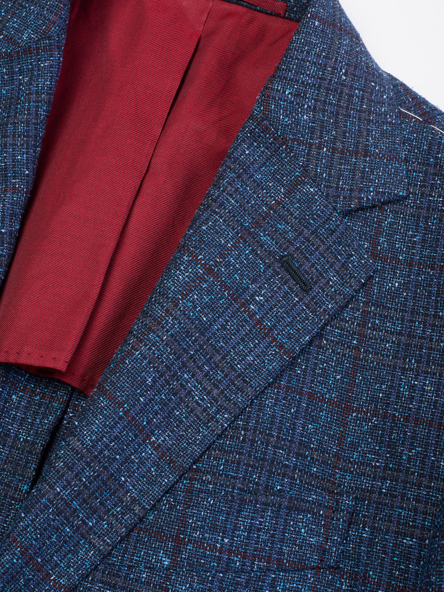 STILE LATINO "Vincenzo" Blue Windowpane Wool-Silk Jacket EU 48 US 38 Slim Fit