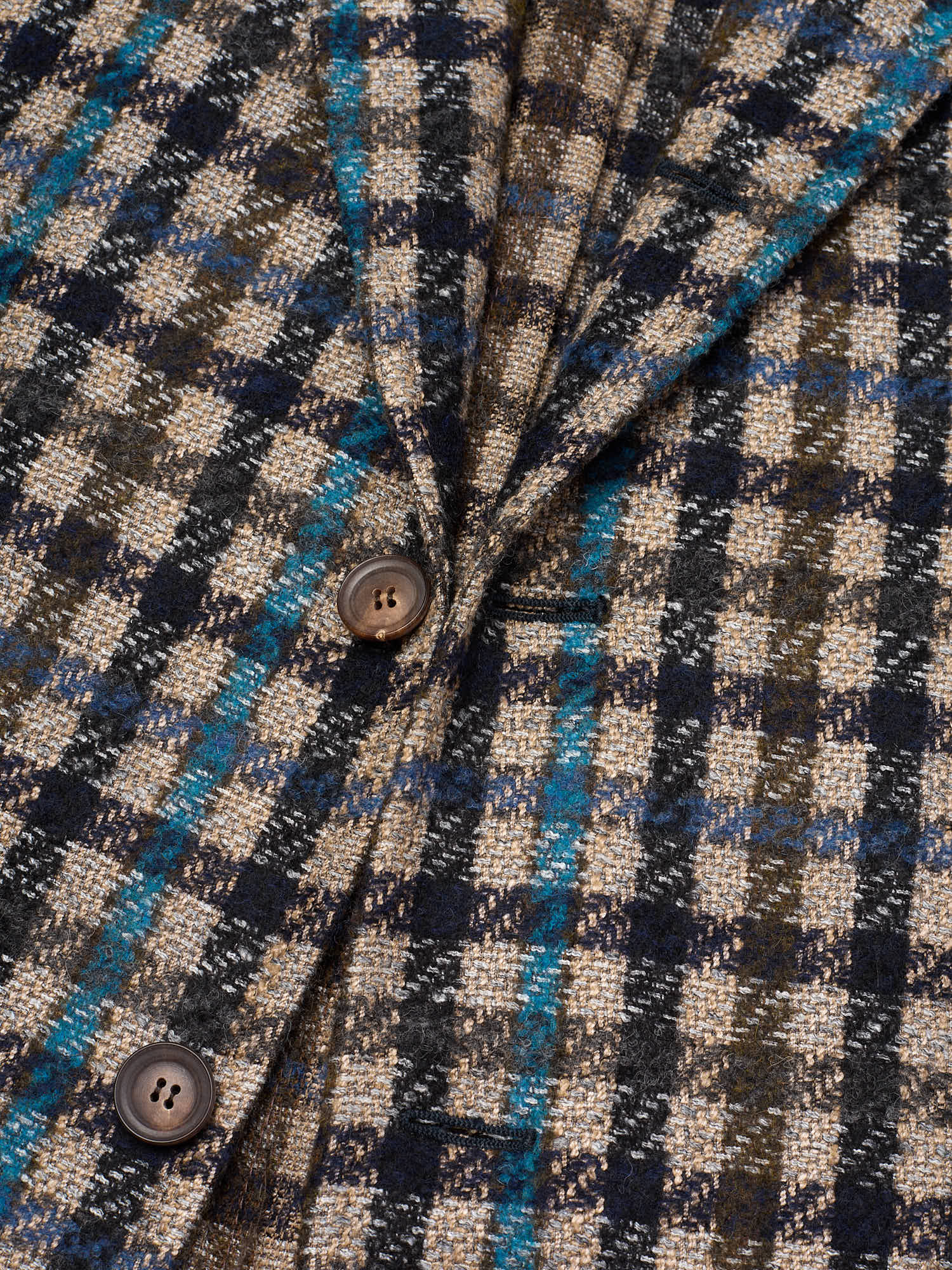 STILE LATINO "Vincenzo" Brown Plaid Alpaca-Wool-Silk-Linen Slim Fit Jacket