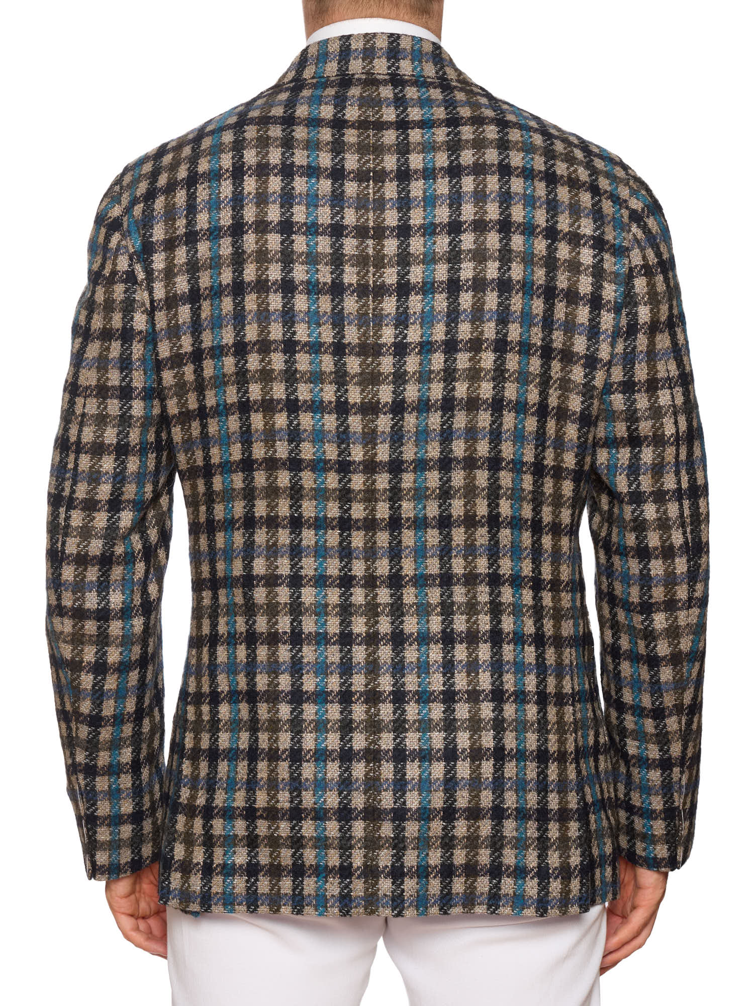STILE LATINO "Vincenzo" Brown Plaid Alpaca-Wool-Silk-Linen Slim Fit Jacket