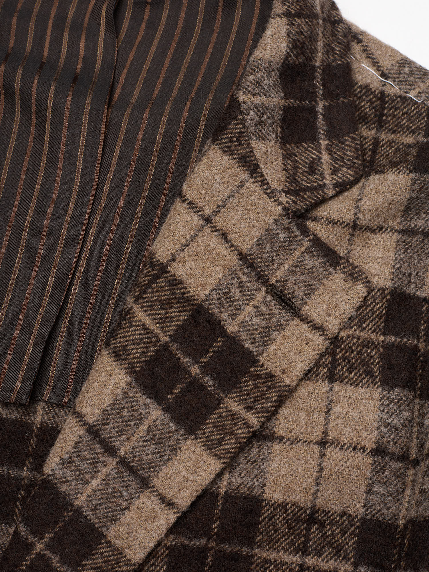 STILE LATINO Brown Plaid Wool Flannel Slim Fit Jacket NEW