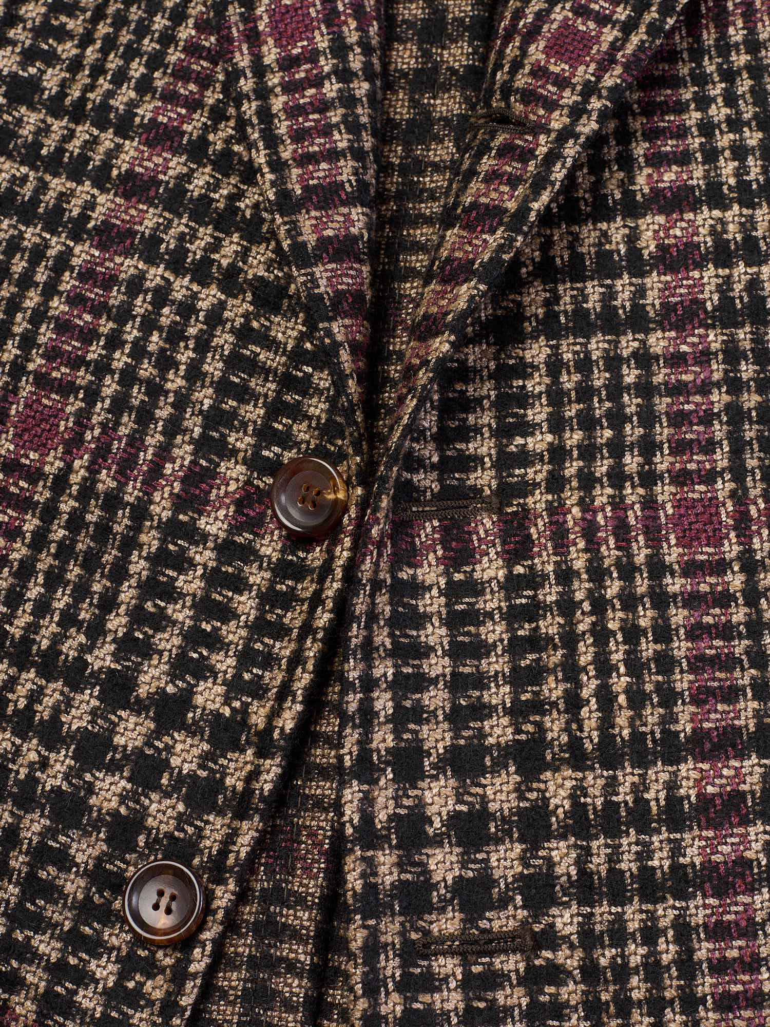 STILE LATINO "Vincenzo" Brown Shepherd's Check Alpaca-Wool-Silk-Linen Jacket