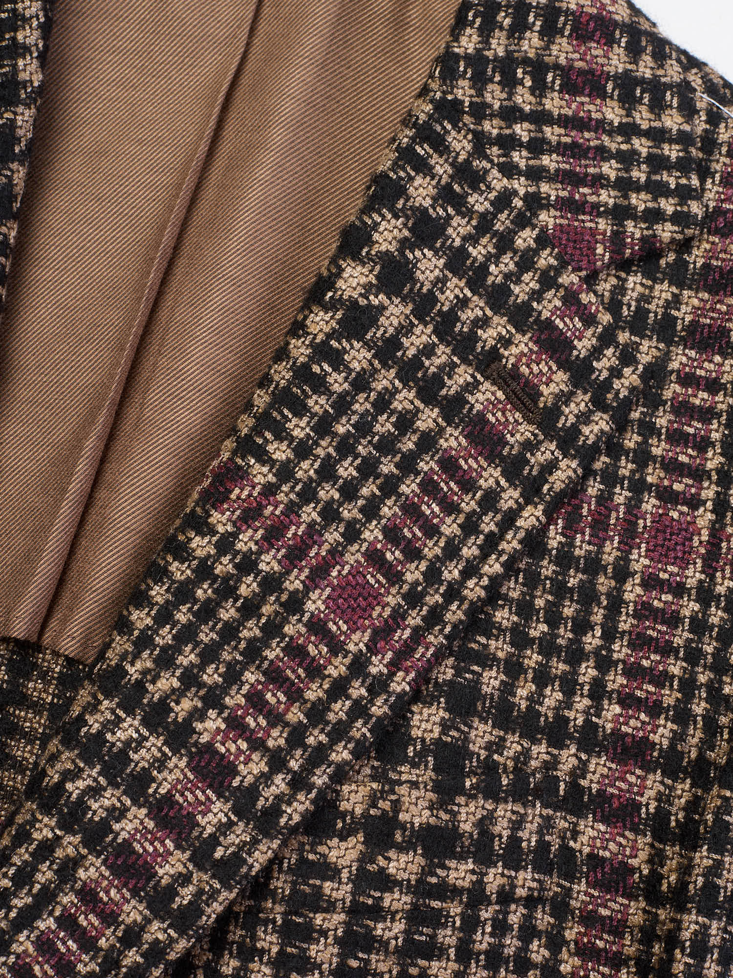 STILE LATINO "Vincenzo" Brown Shepherd's Check Alpaca-Wool-Silk-Linen Jacket