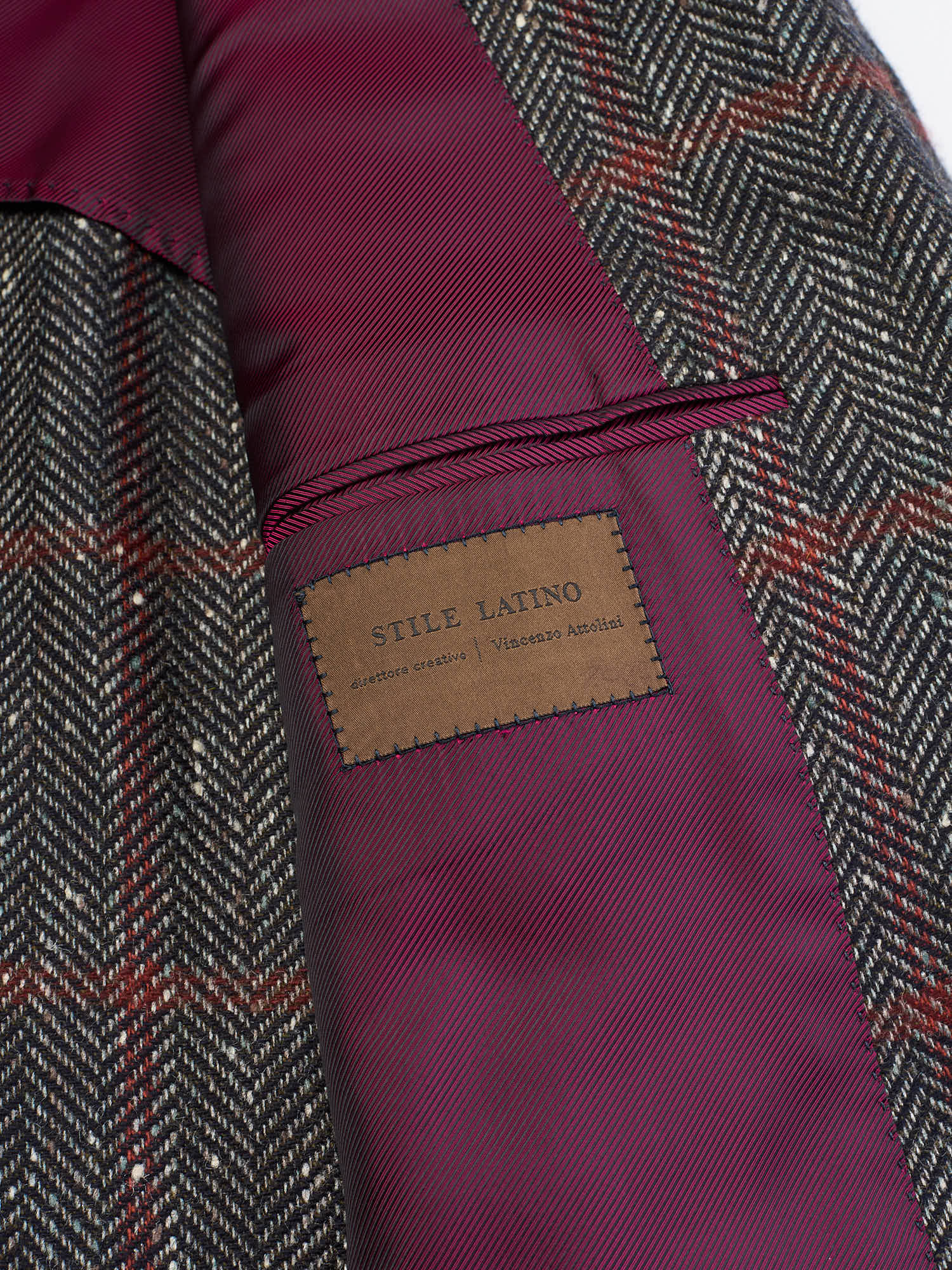 STILE LATINO "Vincenzo" Gray Herringbone Cashmere Slim Fit Jacket