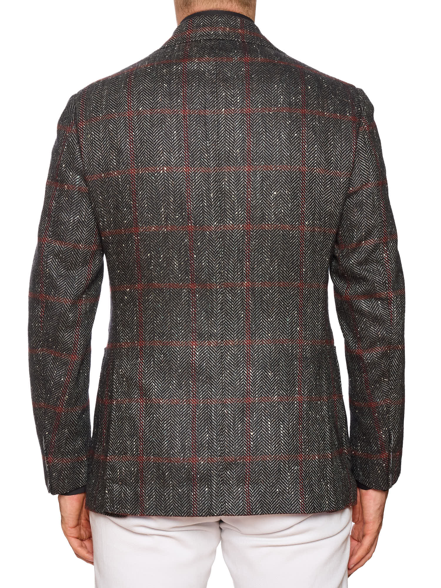 STILE LATINO "Vincenzo" Gray Herringbone Cashmere Slim Fit Jacket