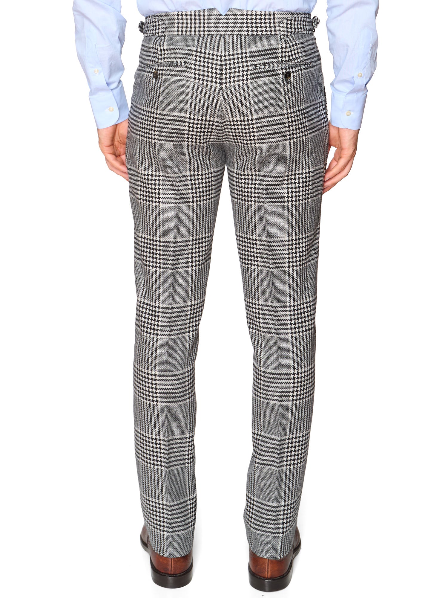 STILE LATINO Gray Prince of Wales Check Virgin Wool Cashmere Slim Fit Suit