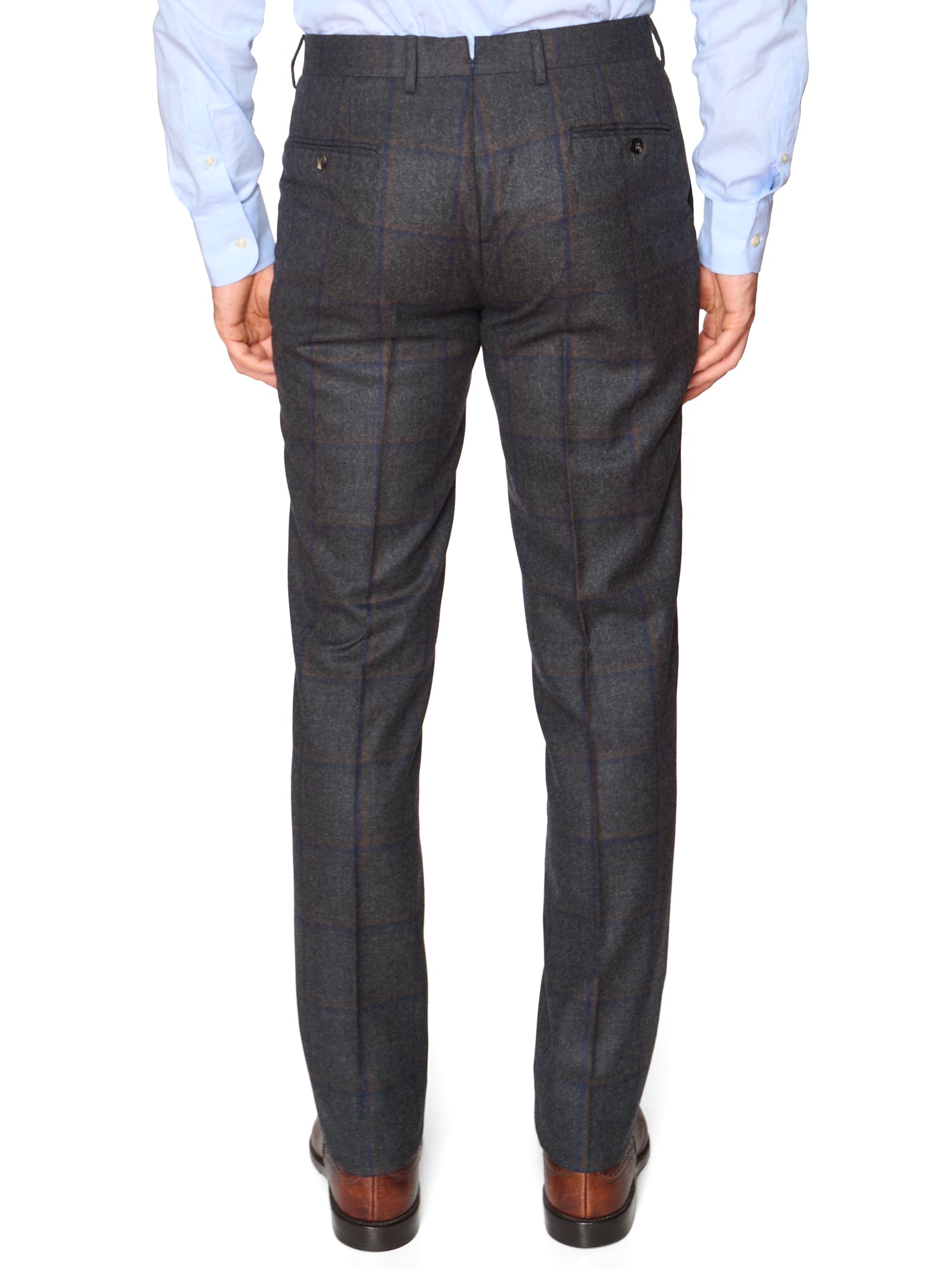 STILE LATINO "Vincenzo" Handmade Blue Windowpane Wool Suit Slim Fit