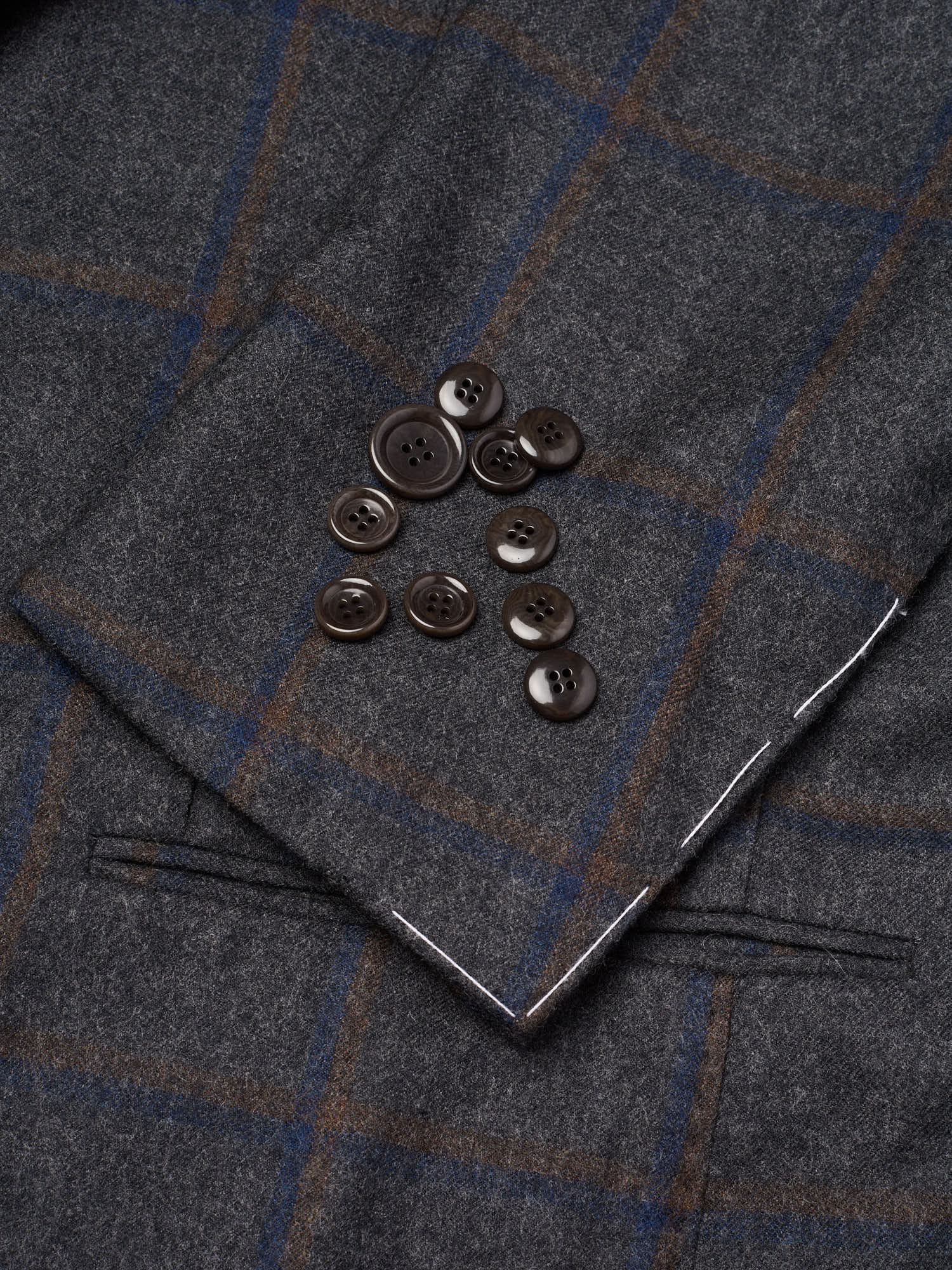 STILE LATINO "Vincenzo" Handmade Blue Windowpane Wool Suit Slim Fit