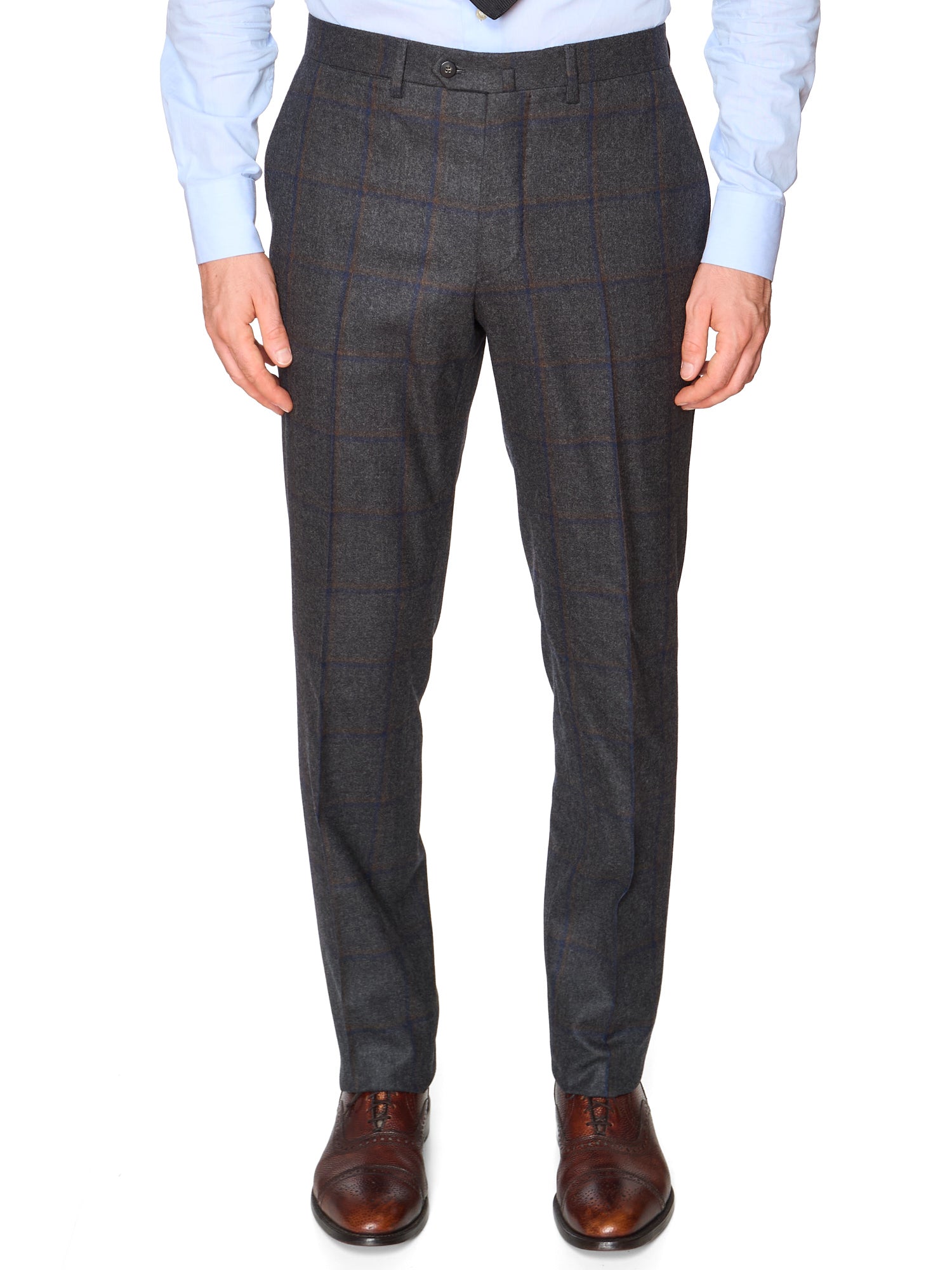 STILE LATINO "Vincenzo" Handmade Blue Windowpane Wool Suit Slim Fit