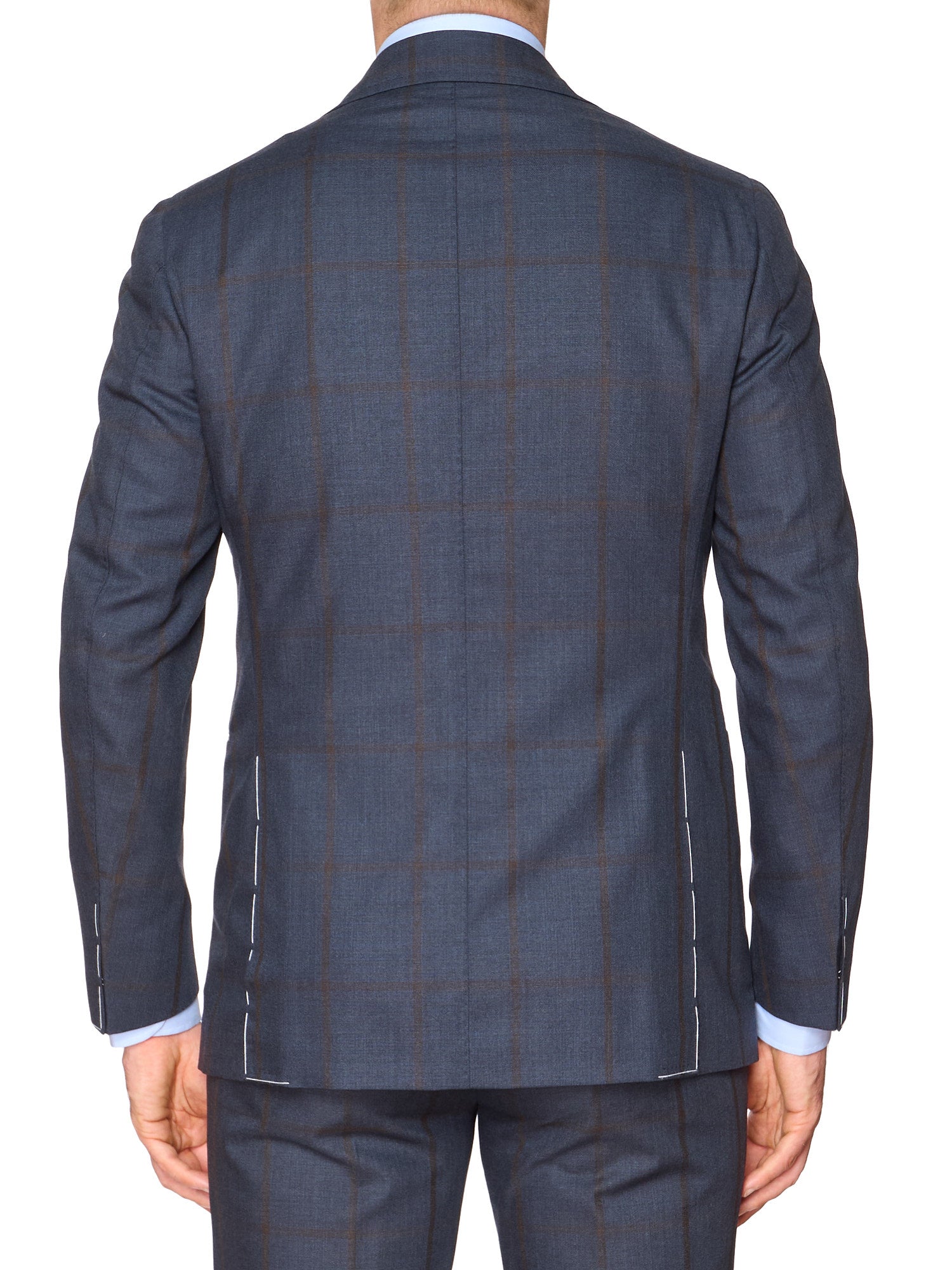 STILE LATINO Handmade Blue Windowpane Wool Suit Slim Fit NEW Vincenzo