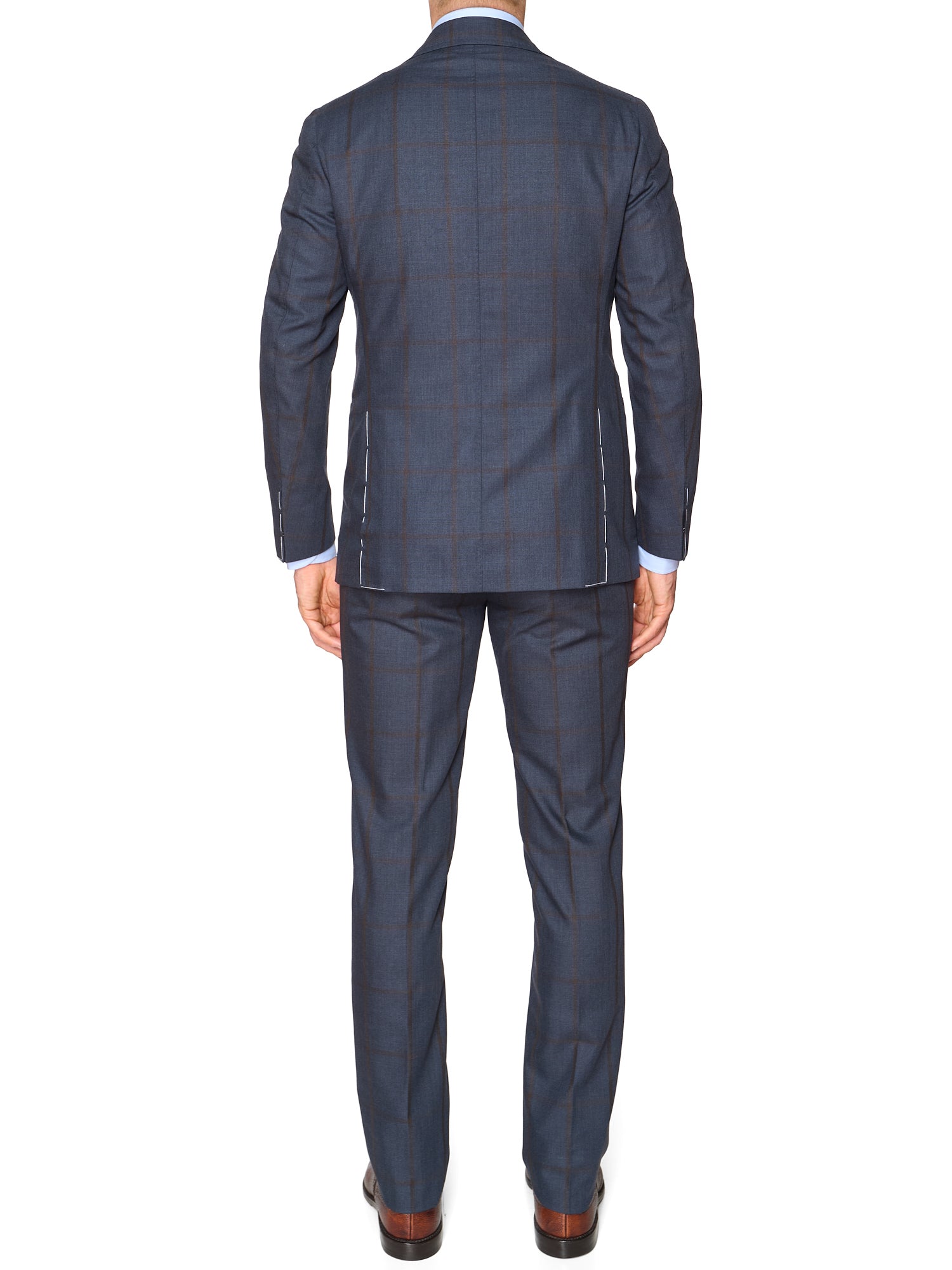 STILE LATINO Handmade Blue Windowpane Wool Suit Slim Fit NEW Vincenzo