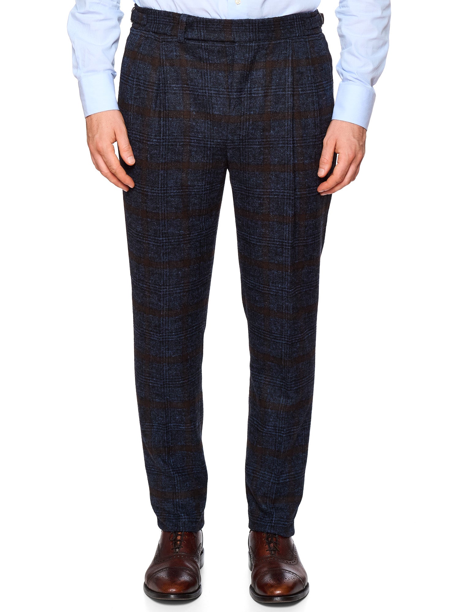 STILE LATINO Handmade Blue Windsor Plaid Flannel Alpaca-Cotton Suit Fausto