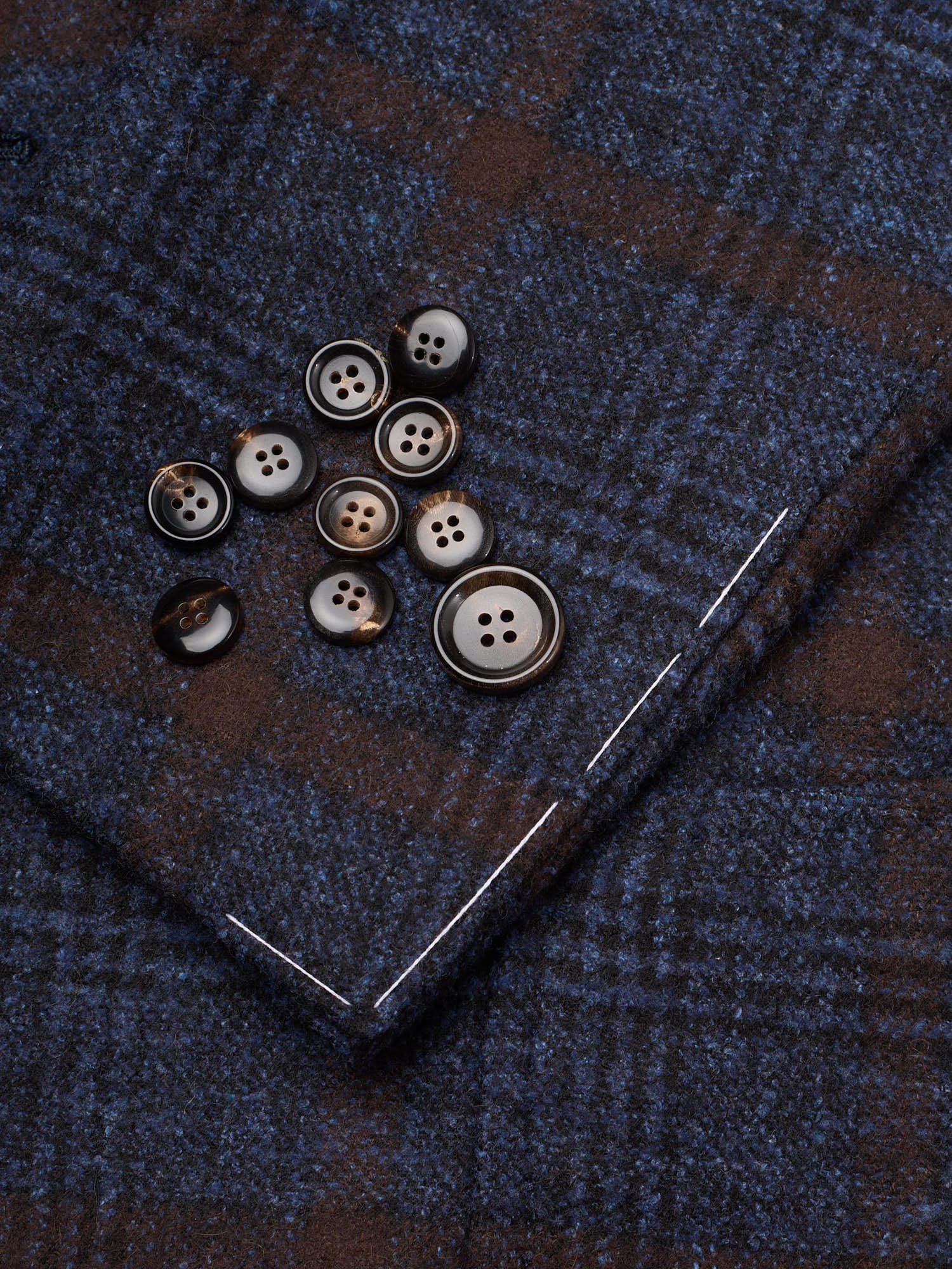 STILE LATINO Handmade Blue Windsor Plaid Flannel Alpaca-Cotton Suit Fausto