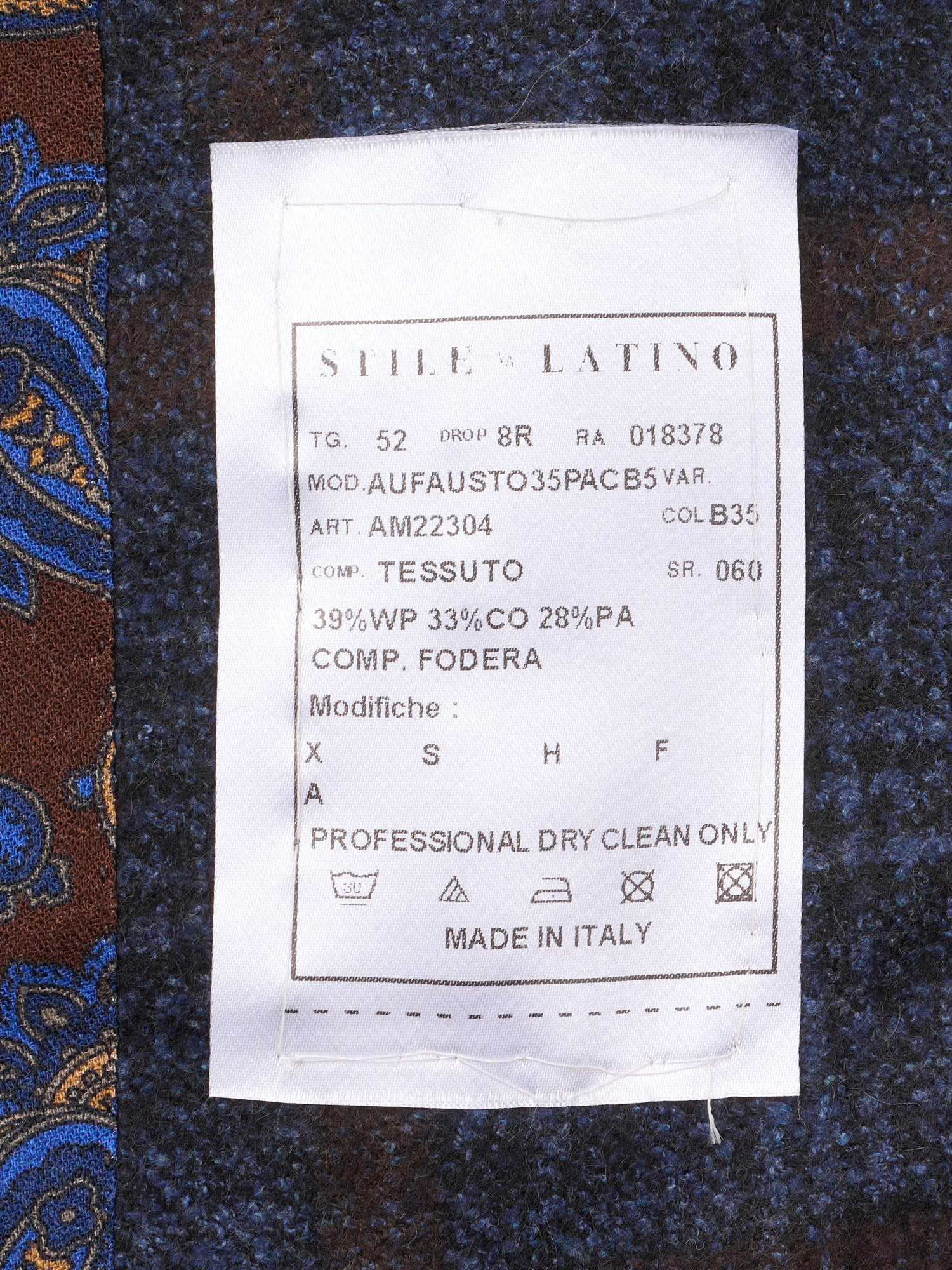 STILE LATINO Handmade Blue Windsor Plaid Flannel Alpaca-Cotton Suit Fausto