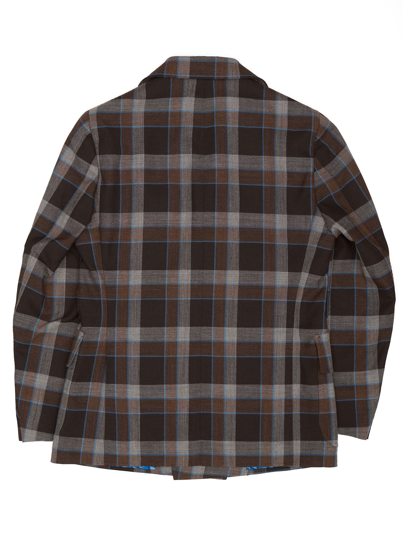 STILE LATINO Handmade Brown Plaid Double Breasted Wool Slim Fit Jacket