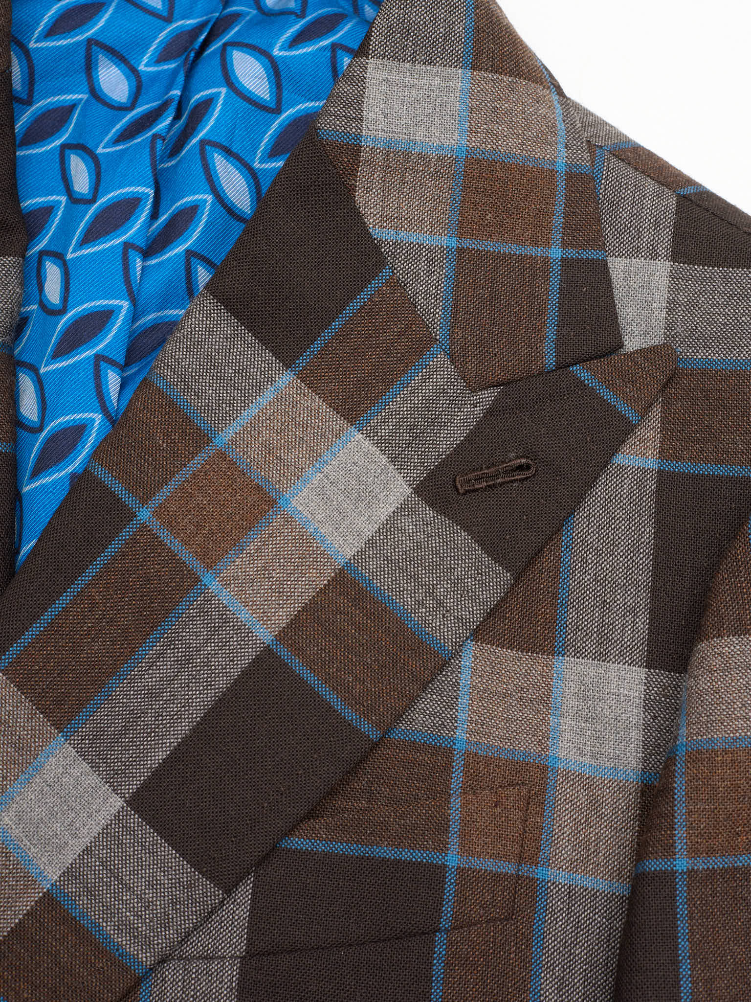 STILE LATINO Handmade Brown Plaid Double Breasted Wool Slim Fit Jacket