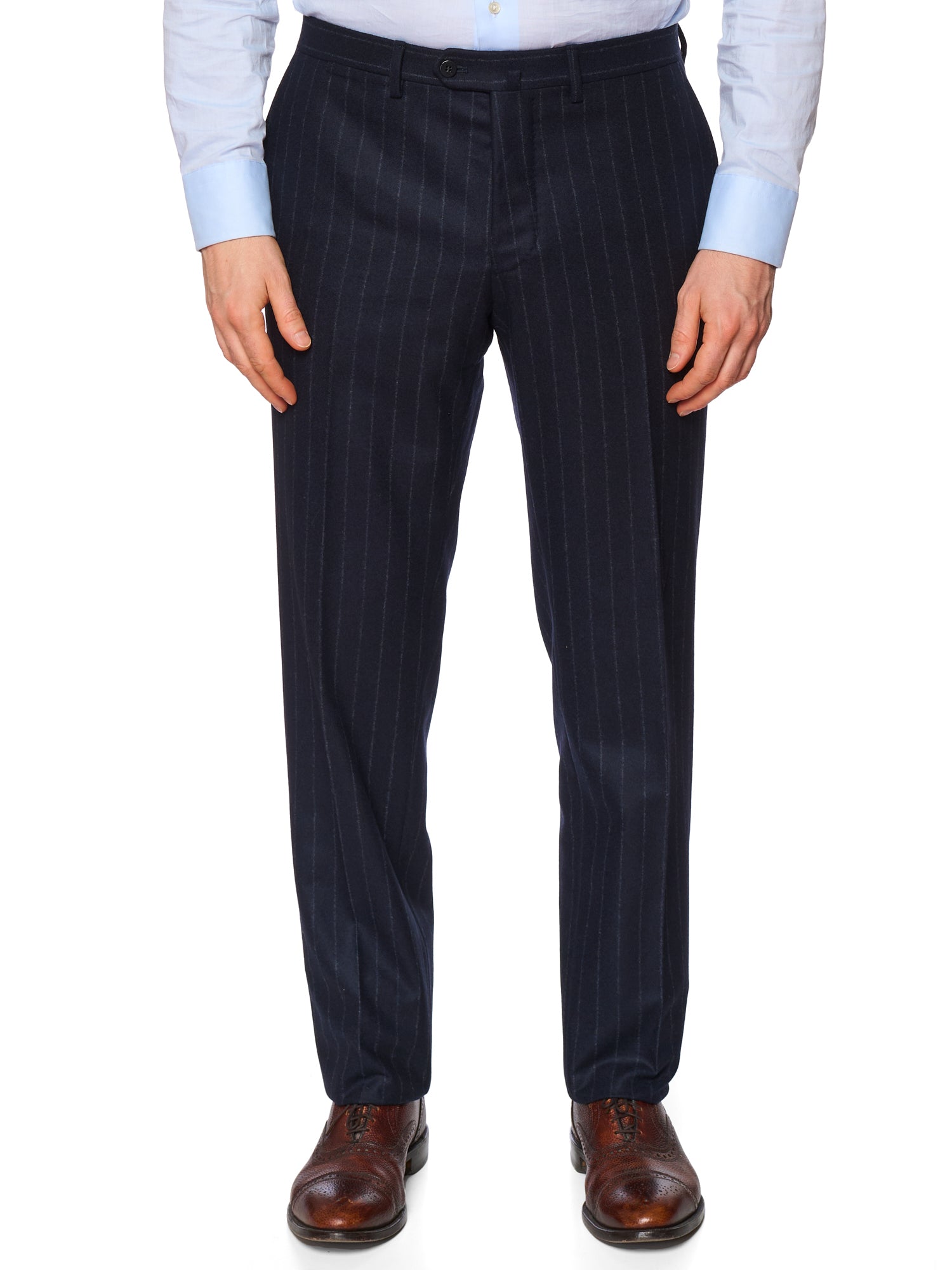 STILE LATINO Handmade Navy Chalk Stripe Wool Flannel Suit EU 54 NEW US 44 Vincenzo