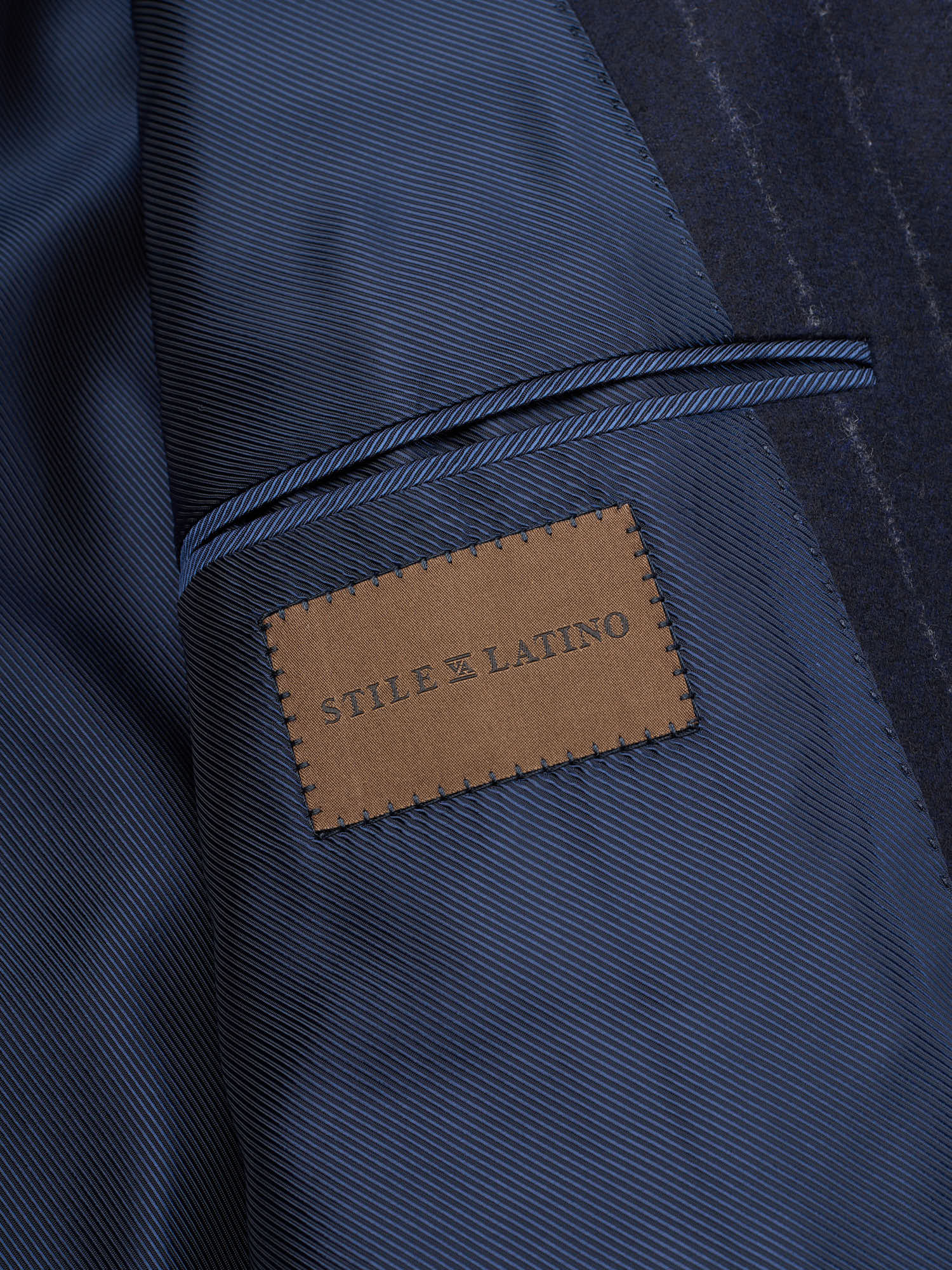 STILE LATINO Handmade Navy Chalk Stripe Wool Flannel Suit EU 54 NEW US 44 Vincenzo