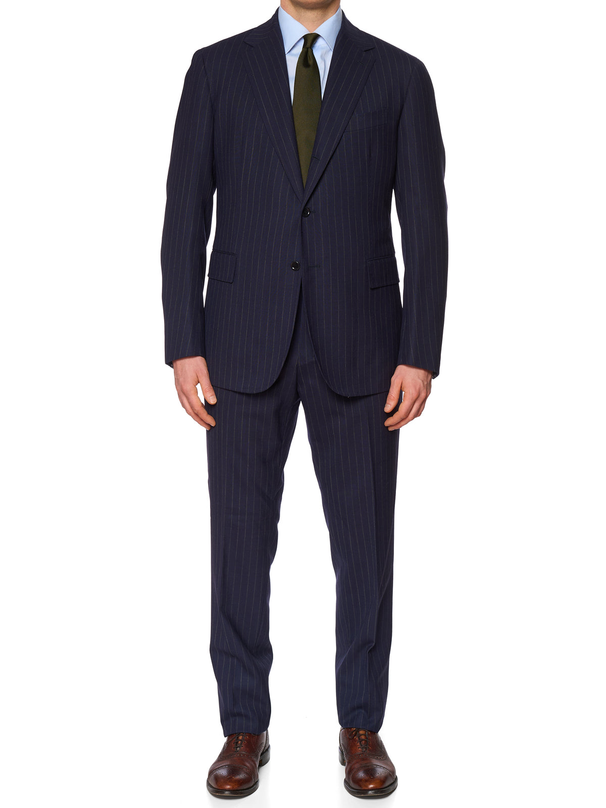 STILE LATINO Handmade Navy Striped Wool Business Suit EU 54 NEW US 44