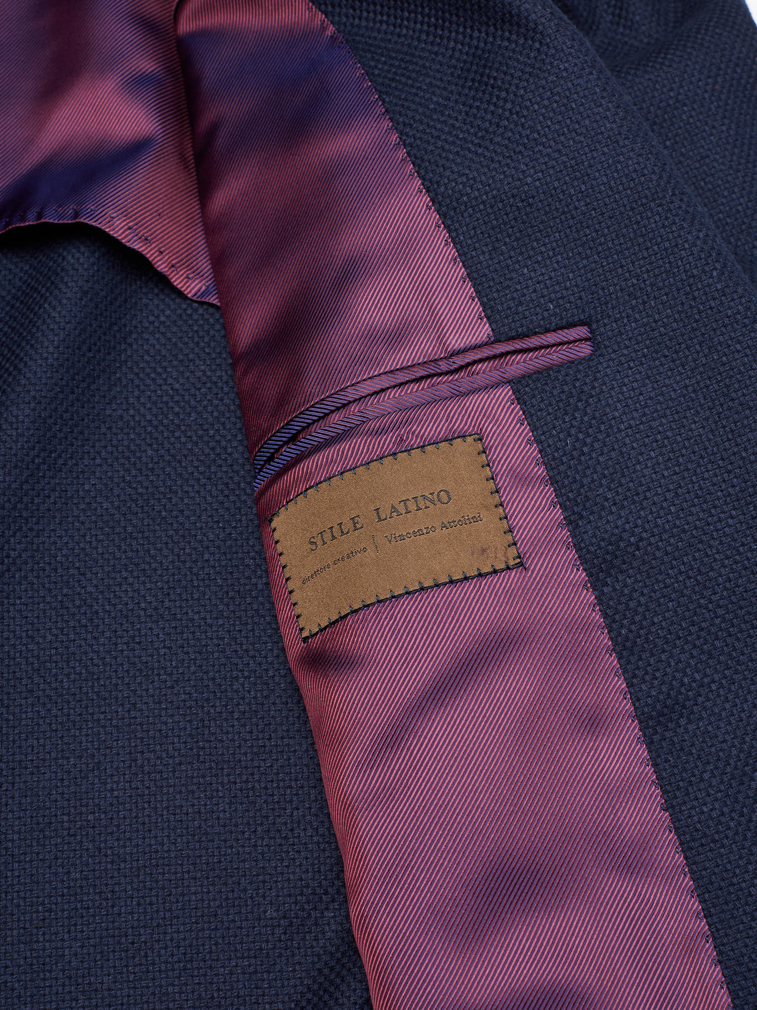 STILE LATINO "Vincenzo" Navy Blue Wool-Cashmere Slim Fit Jacket