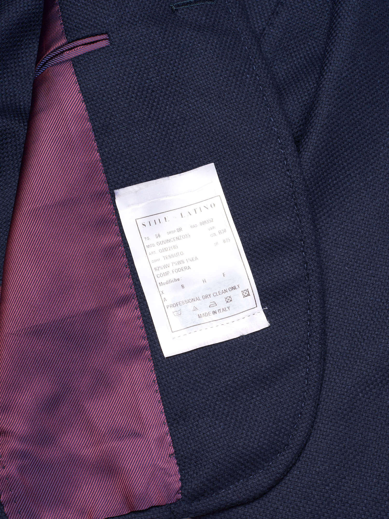 STILE LATINO "Vincenzo" Navy Blue Wool-Cashmere Slim Fit Jacket