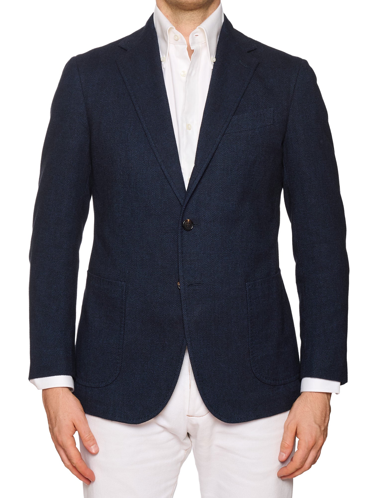 STILE LATINO "Vincenzo" Navy Flannel Cotton Jacket EU 48 US 38 Slim Fit