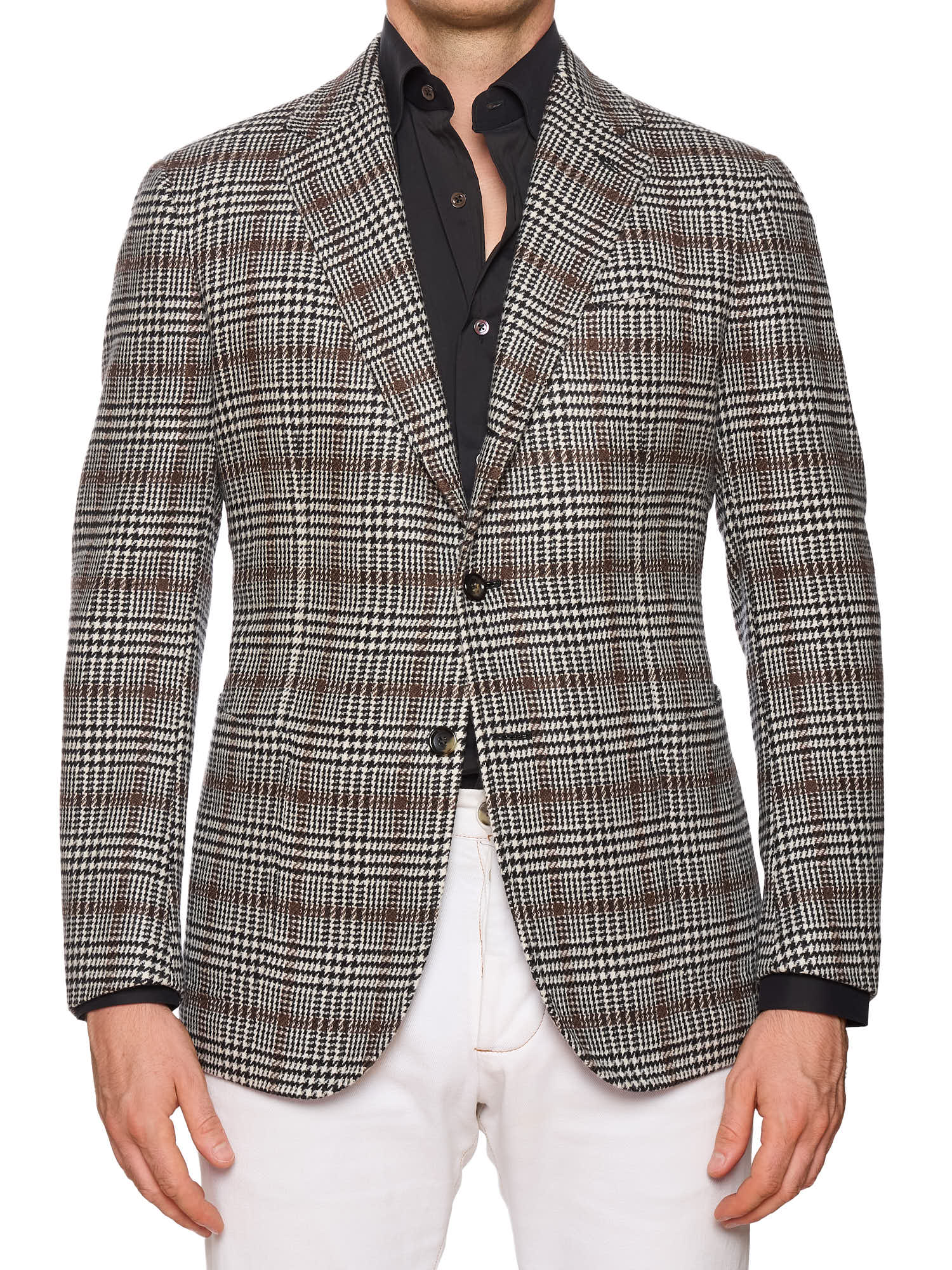 STILE LATINO "Vincenzo" Shepherd's Check Cashmere Jacket EU 50 US 40 Slim Fit