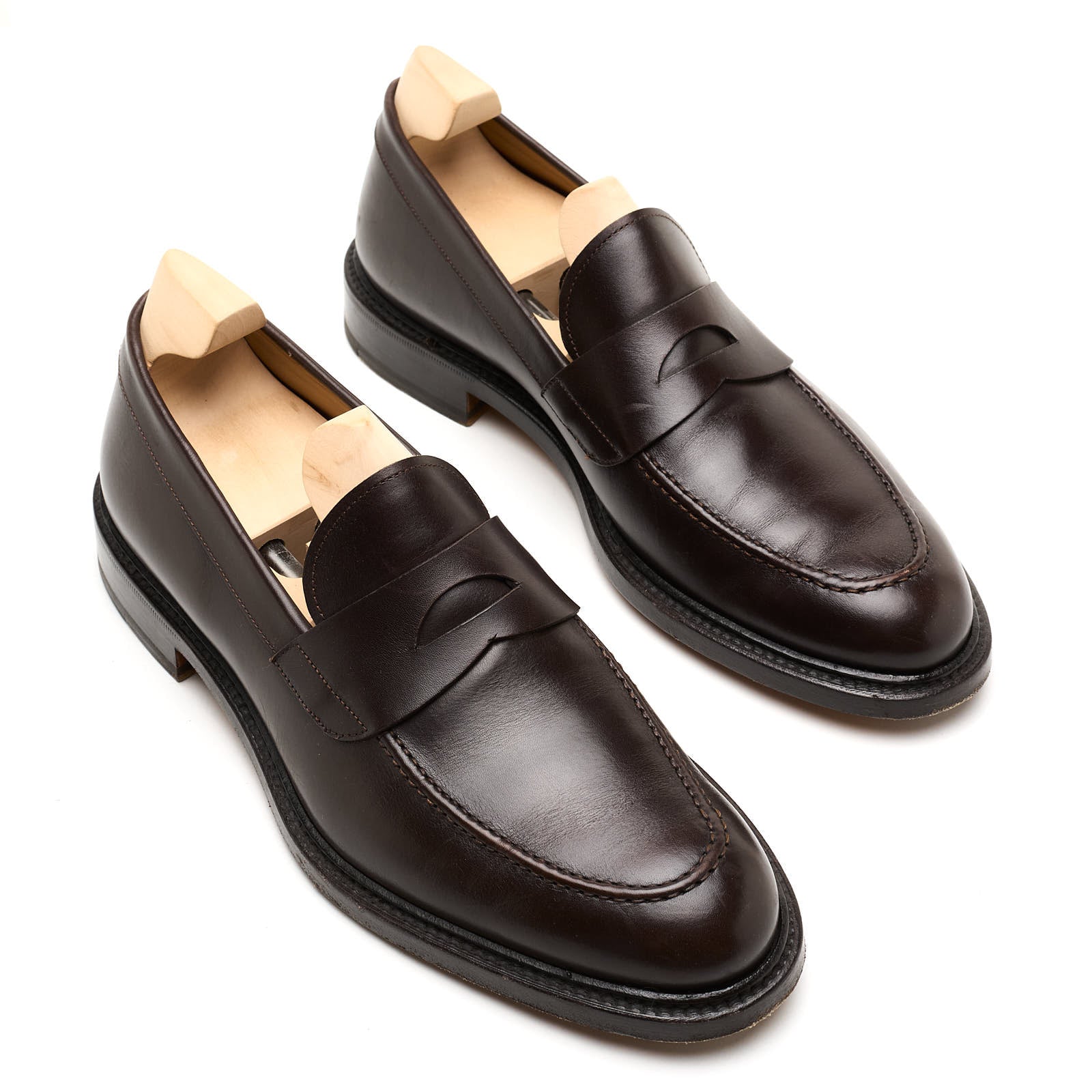 STIVALERIA SAVOIA Dark Brown Calfskin Leather Penny Loafer Dress Shoes UK 8 US 8.5