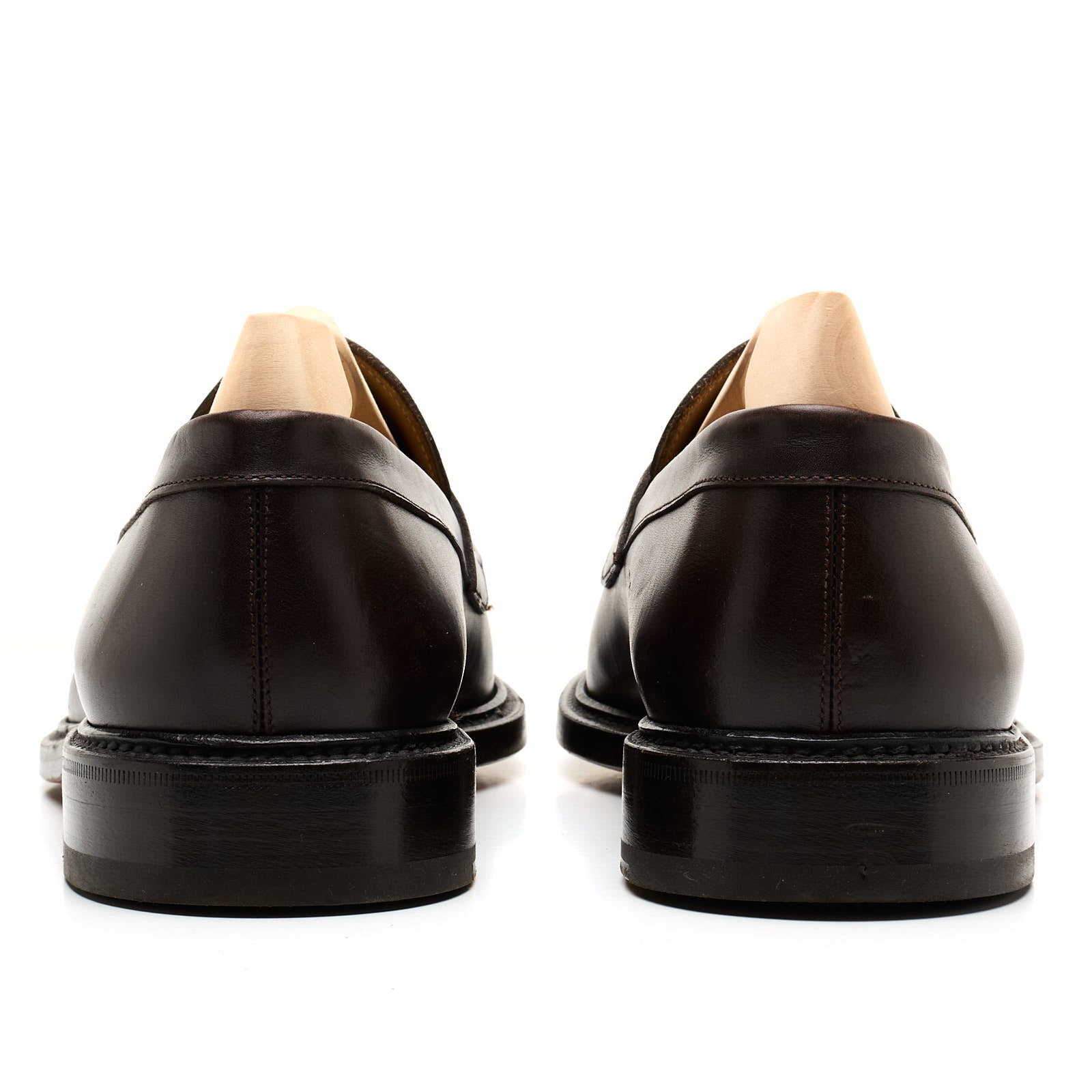 STIVALERIA SAVOIA Dark Brown Calfskin Leather Penny Loafer Dress Shoes UK 8 US 8.5