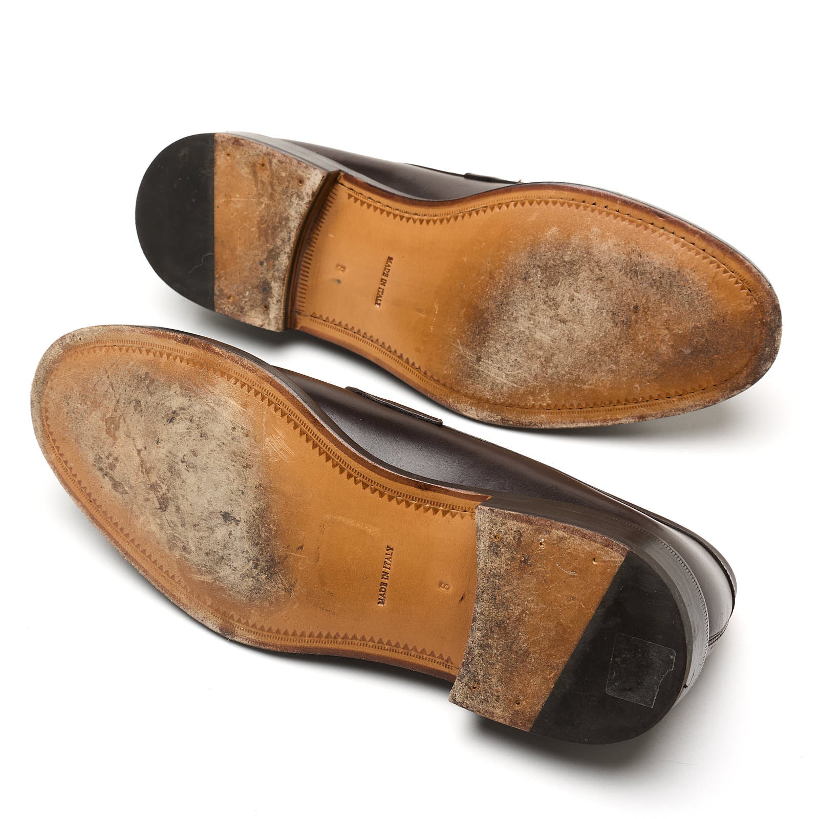 STIVALERIA SAVOIA Dark Brown Calfskin Leather Penny Loafer Dress Shoes UK 8 US 8.5