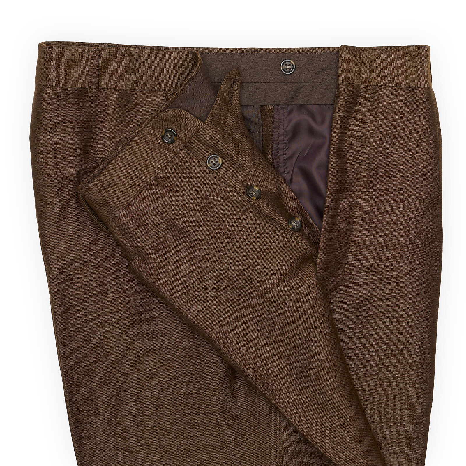 STUVARD MOOIS Brown Linen-Silk Dress Pants EU 54 NEW US 38